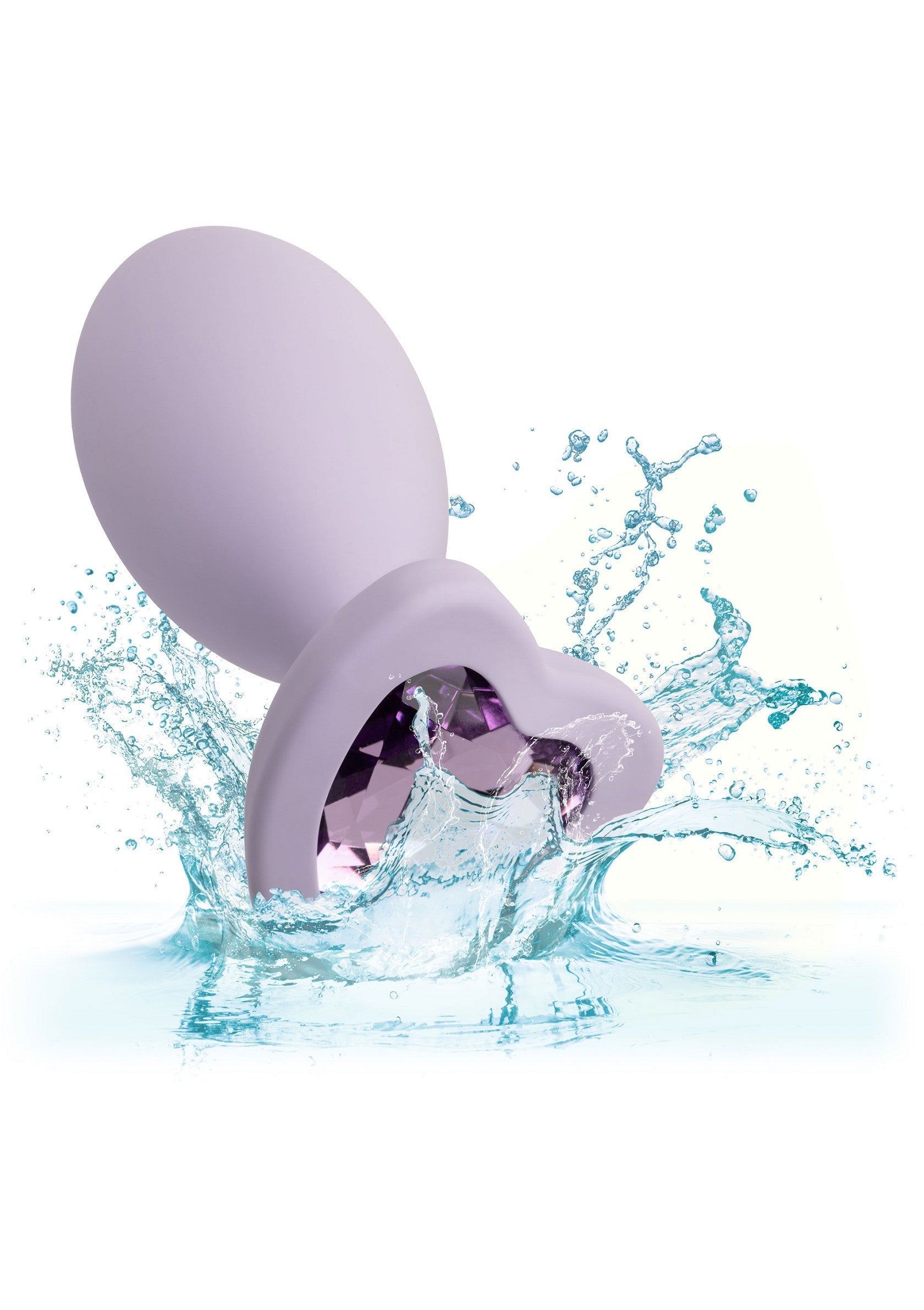 Plug anal violet imperméable avec bijou, parfait pour les jeux aquatiques et la stimulation intense.; Waterdichte paarse anaalplug met juweel, perfect voor waterspelletjes en intense stimulatie.; Waterproof purple butt plug with jewel, perfect for water play and intense stimulation.