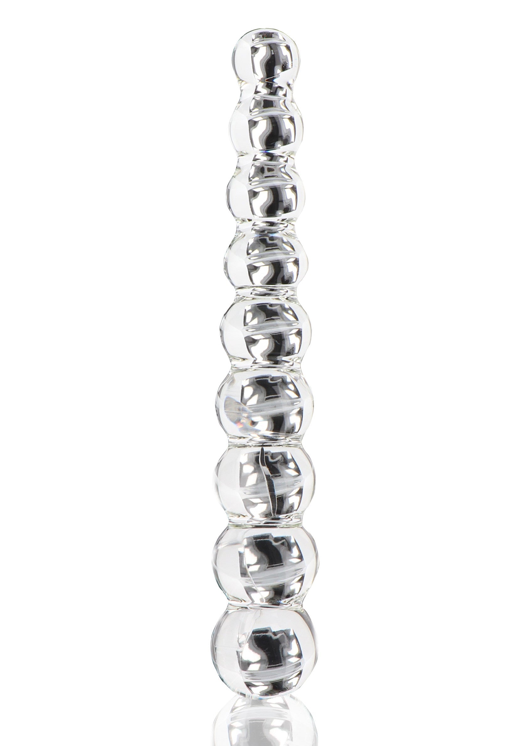 Plug anal en verre avec des boules pour une sensation intense et un plaisir inégalé.; Glazen anale plug met balletjes voor intense sensaties en ongeëvenaard plezier.; Glass anal plug with balls for intense sensation and unmatched pleasure.