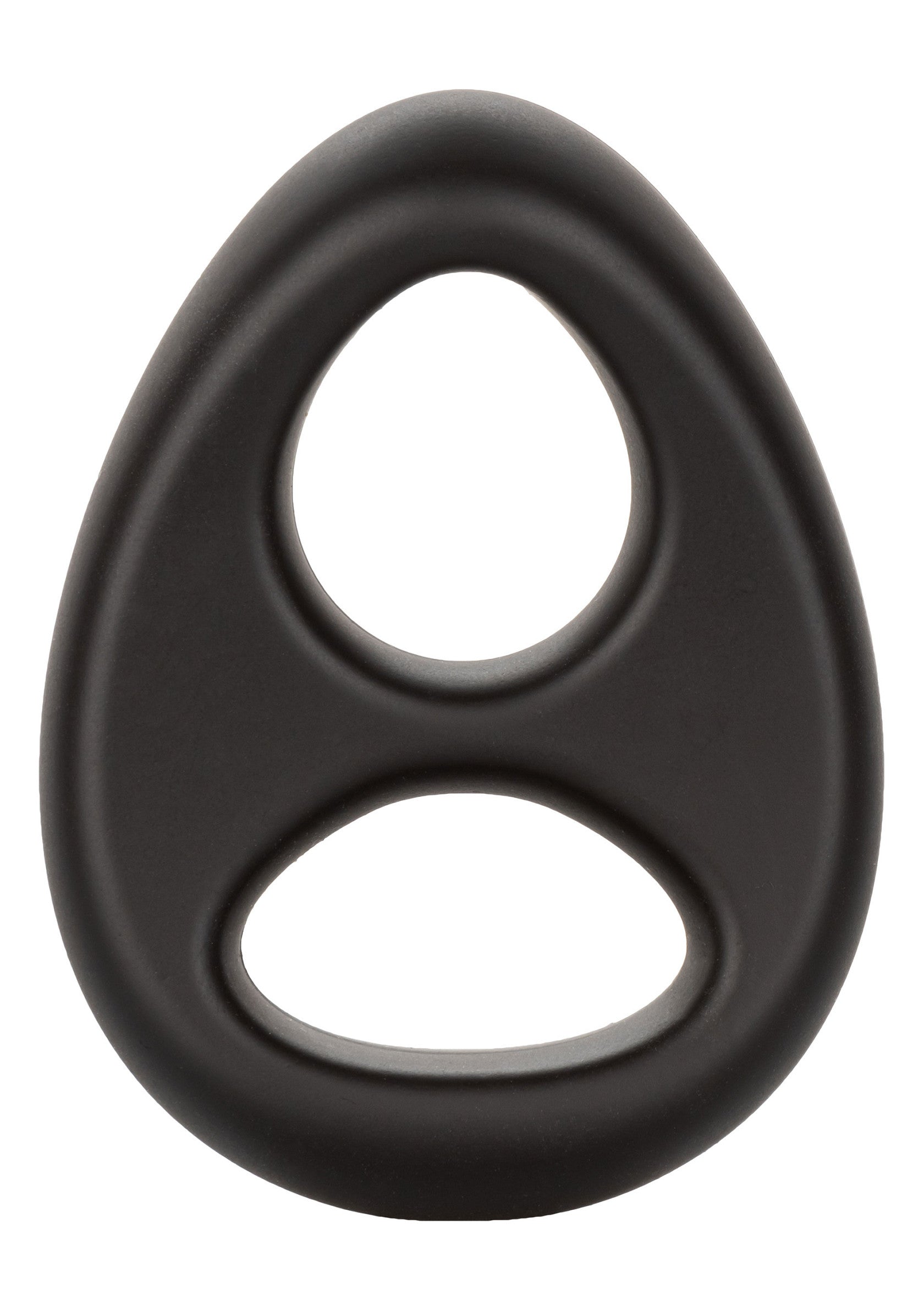Anneau pénien noir à double orifice pour une sensation intense et un plaisir prolongé.; Zwarte penisring met dubbele opening voor een intens gevoel en langdurig plezier.; Black double-hole cock ring for intense sensation and extended pleasure.