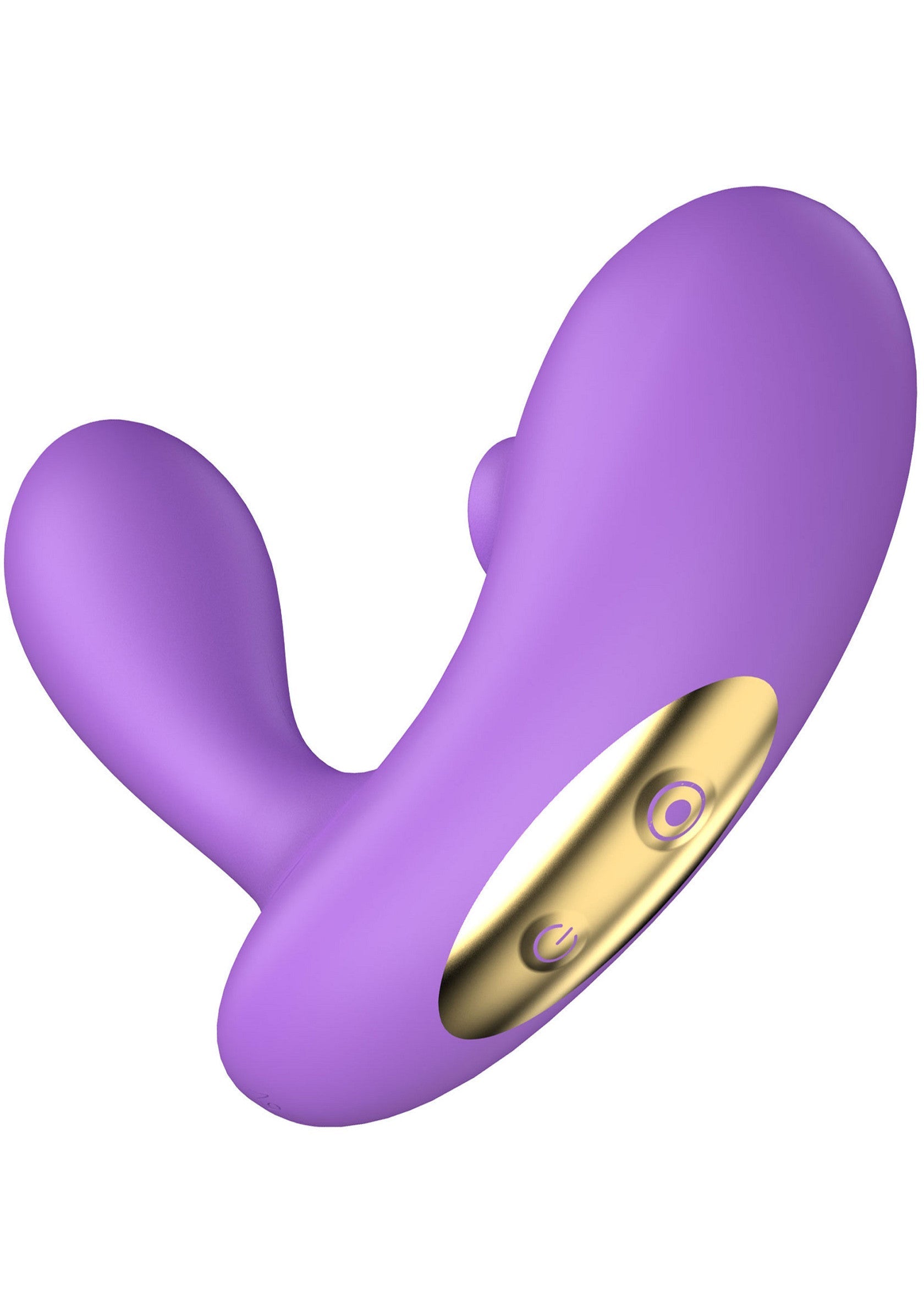 Vibromasseur stimulant les points G et clitoris, coloris violet. Pour des plaisirs intenses et variés.; Paarse vibrator die G-spot en clitoris stimuleert. Voor intense en gevarieerde genoegens.; Purple vibrator stimulating G-spot and clitoris. For intense and varied pleasures.
