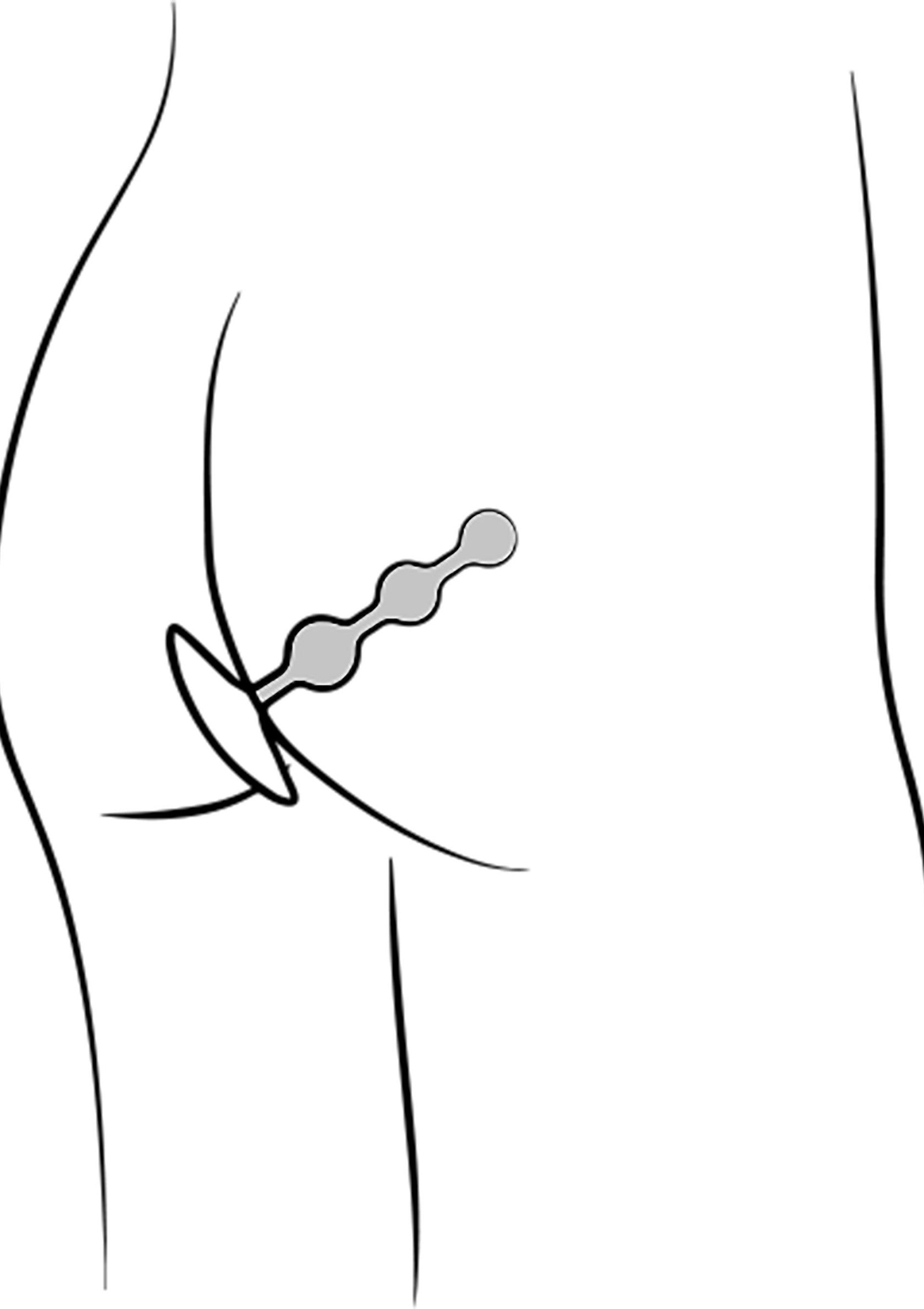Croquis d'un plug anal avec des billes, accessoire de plaisir pour adultes.; Schets van een anale plug met balletjes, speeltje voor volwassenen.; Sketch of a beaded anal plug, adult pleasure accessory.