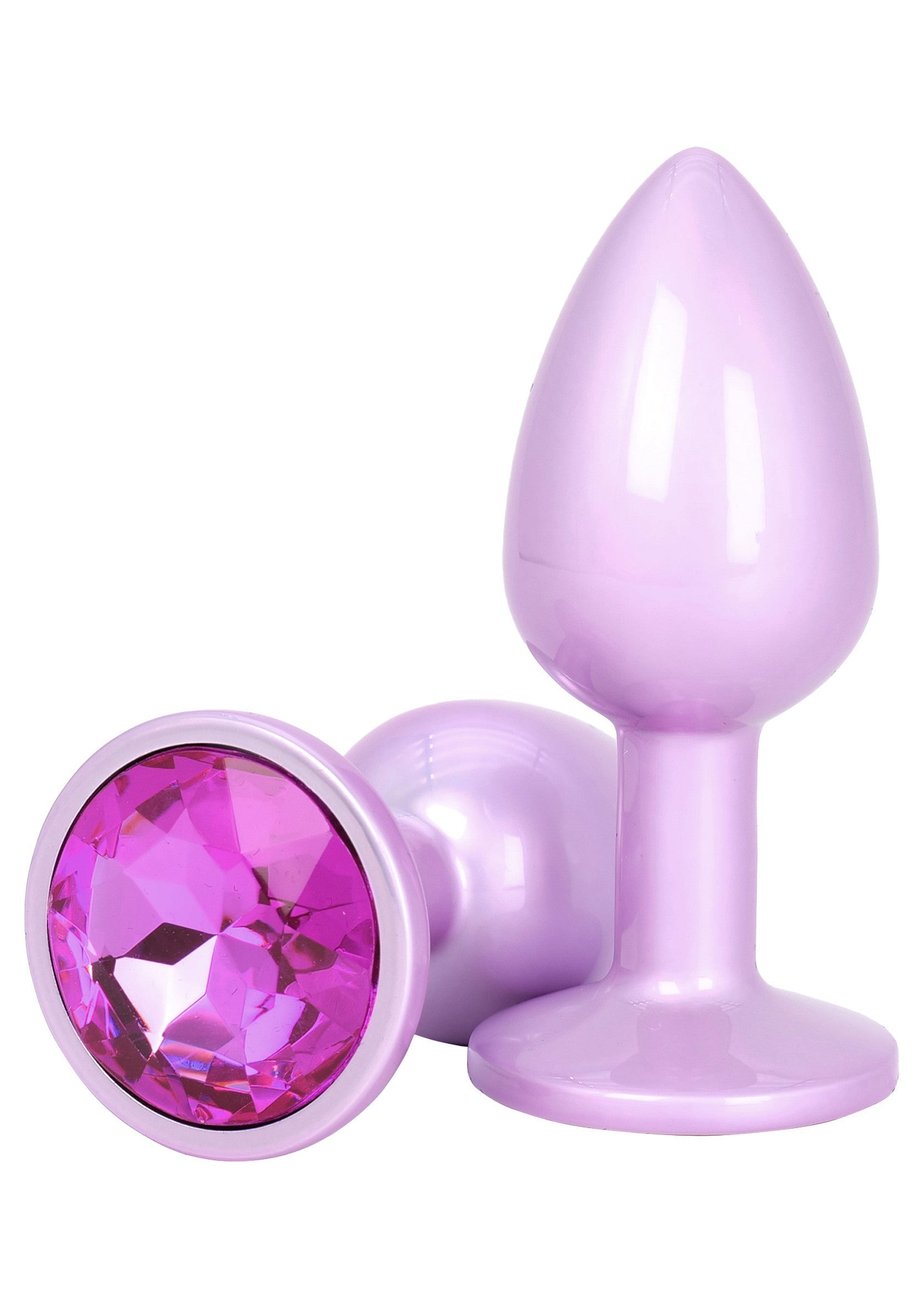Plaisir étincelant: plug anal lilas avec bijou rose.  Expérimentez le luxe et l'excitation. Commandez maintenant!; Sprankelend genot: lila anale plug met roze juweel. Ervaar luxe en opwinding. Bestel nu!; Sparkling delight: lilac anal plug with pink jewel. Experience luxury & excitement. Order now!
