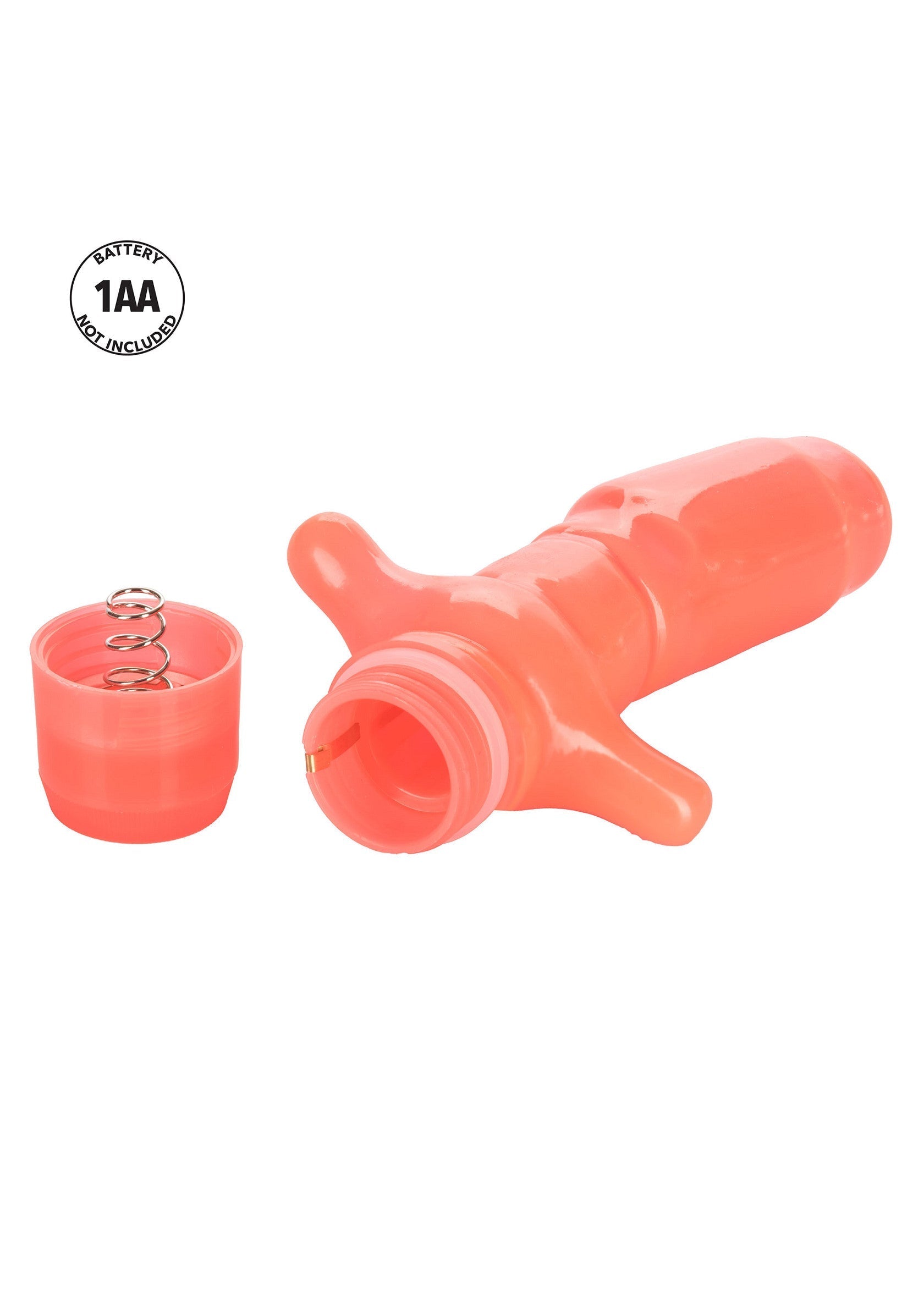 Jouet pour adultes vibrant rose ouvert avec un compartiment à piles vide. Pile 1AA non incluse.; Open roze vibrerende toy voor volwassenen met leeg batterijcompartiment. 1AA-batterij niet inbegrepen.; Open pink vibrating adult toy with empty battery compartment. 1AA battery not included.