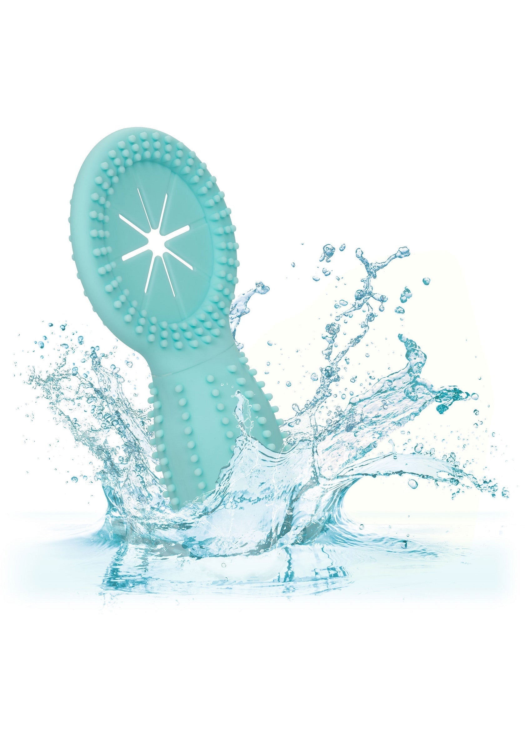 Brosse de nettoyage en silicone turquoise pour une hygiène optimale.; Turquoise siliconen reinigingsborstel voor optimale hygiëne.; Turquoise silicone cleaning brush for optimal hygiene.