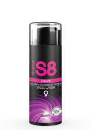 Crème vaginale raffermissante S8 Shape, double action, 30ml. Pour une sensation de fermeté et de jeunesse.; S8 Shape vaginale verstevigende crème, dubbele werking, 30ml. Voor een strak en jeugdig gevoel.; S8 Shape vagina tightening cream, double action, 30ml. For a tight and youthful feel.
