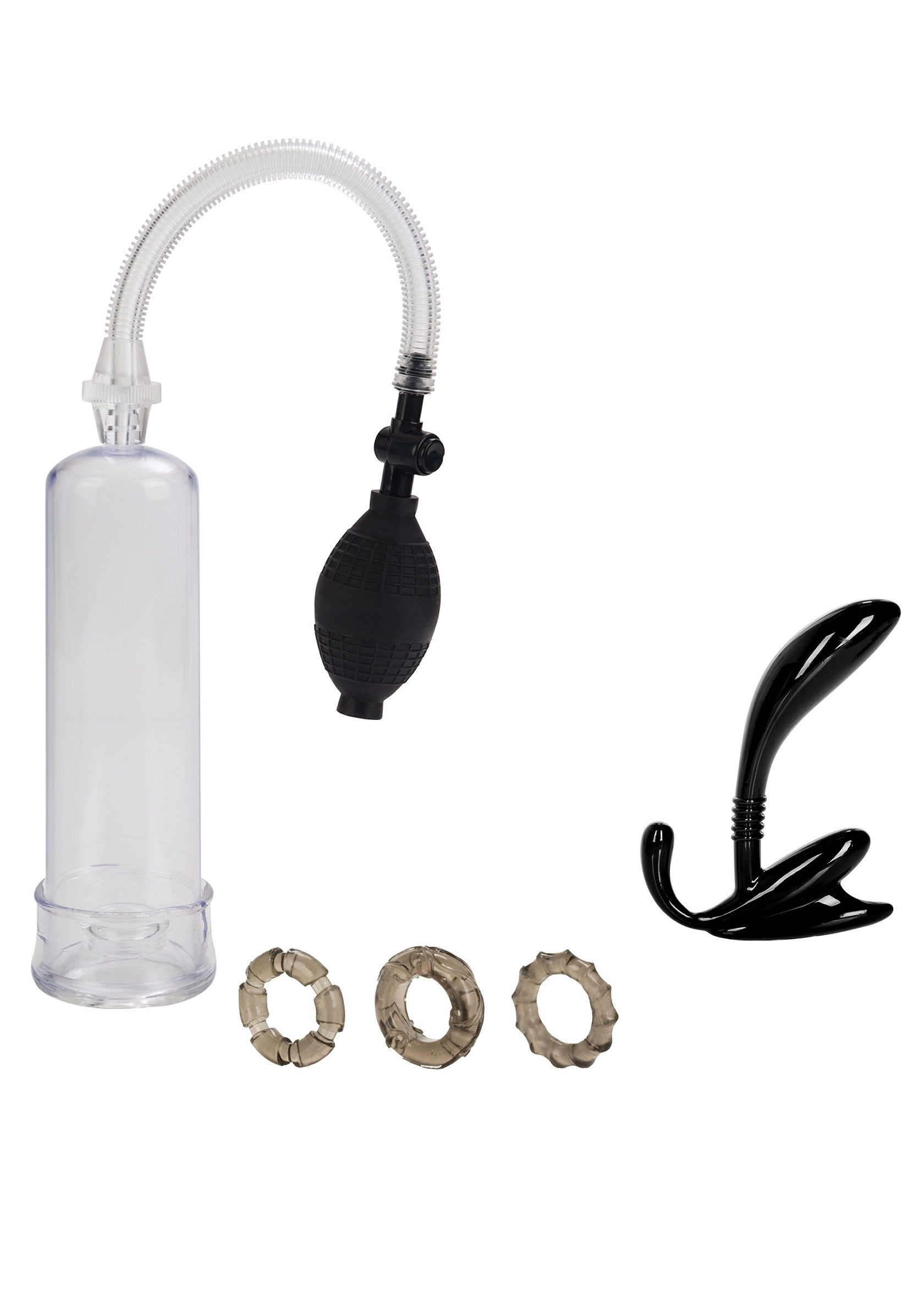 Ensemble de pompe à pénis et de jouet anal. Améliorez votre plaisir avec cet ensemble.; Penis pomp set en anale toy. Verbeter uw plezier met deze set.; Penis pump set and anal toy. Enhance your pleasure with this set.
