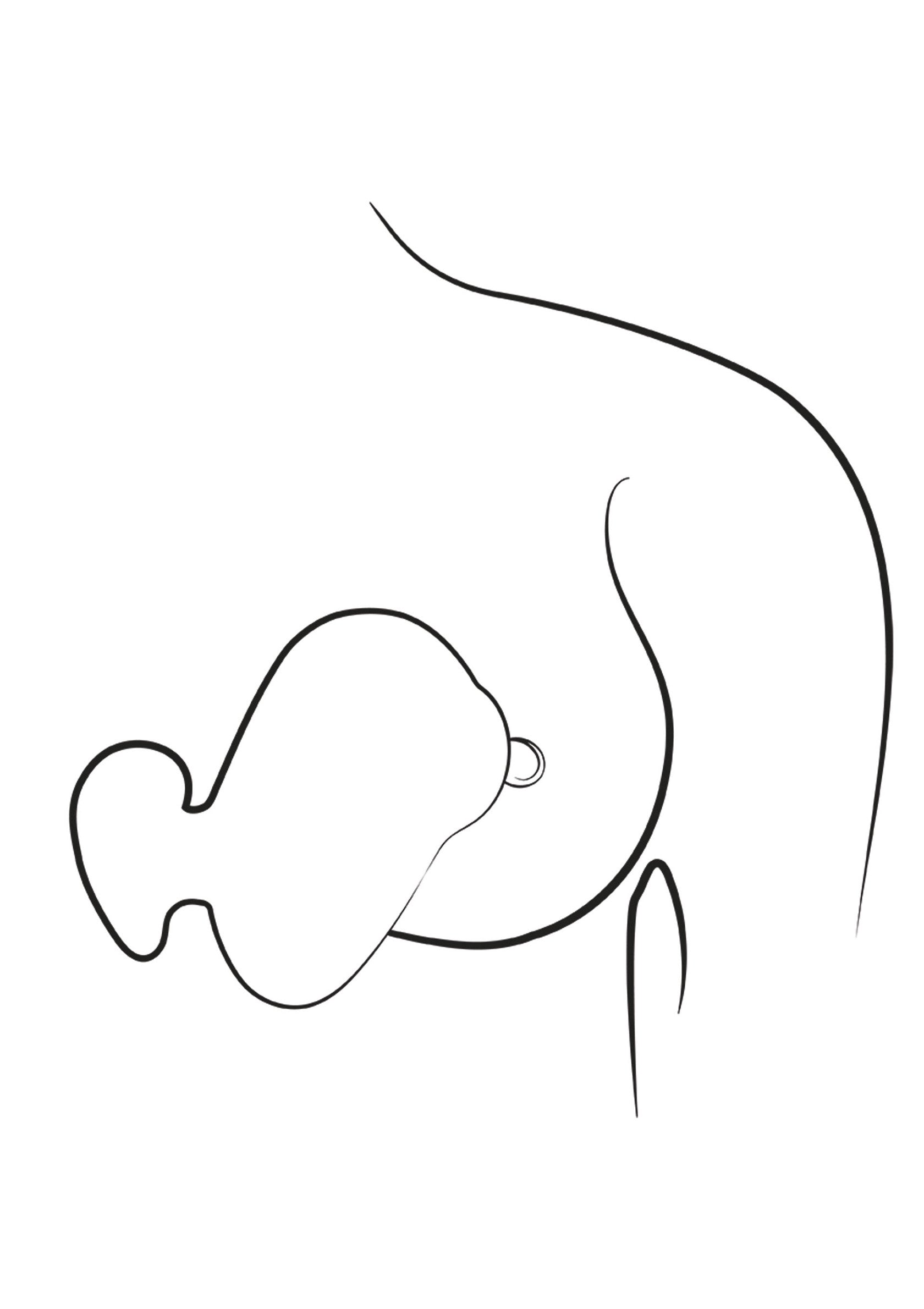 Dessin au trait minimaliste d'une femme allaitant. Idéal pour la boutique d'articles pour bébés et mamans!; Minimalistische lijntekening van een vrouw die borstvoeding geeft. Perfect voor de baby- en mama-artikelenwinkel!; Minimalist line drawing of woman breastfeeding. Perfect for baby and mama goods shop!