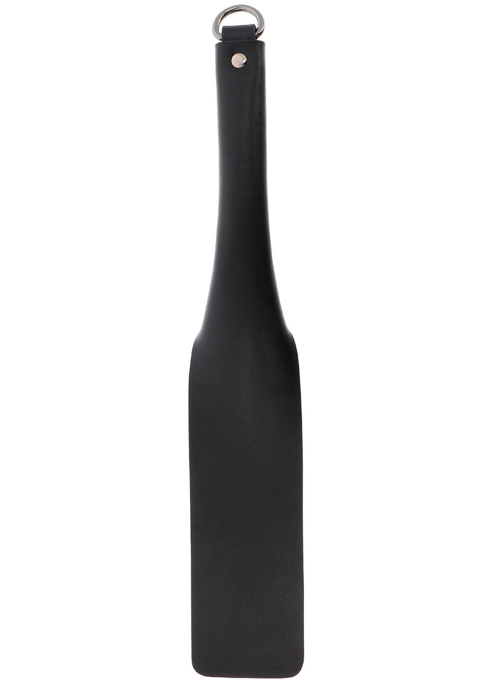 Palette en cuir noir avec anneau pour rangement facile. Accessoire polyvalent pour jeux de rôle et moments intimes.; Zwarte leren peddel met ring voor eenvoudige opslag. Veelzijdig accessoire voor rollenspellen en intieme momenten.; Black leather paddle with ring for easy storage. Versatile accessory for roleplay and intimate moments.