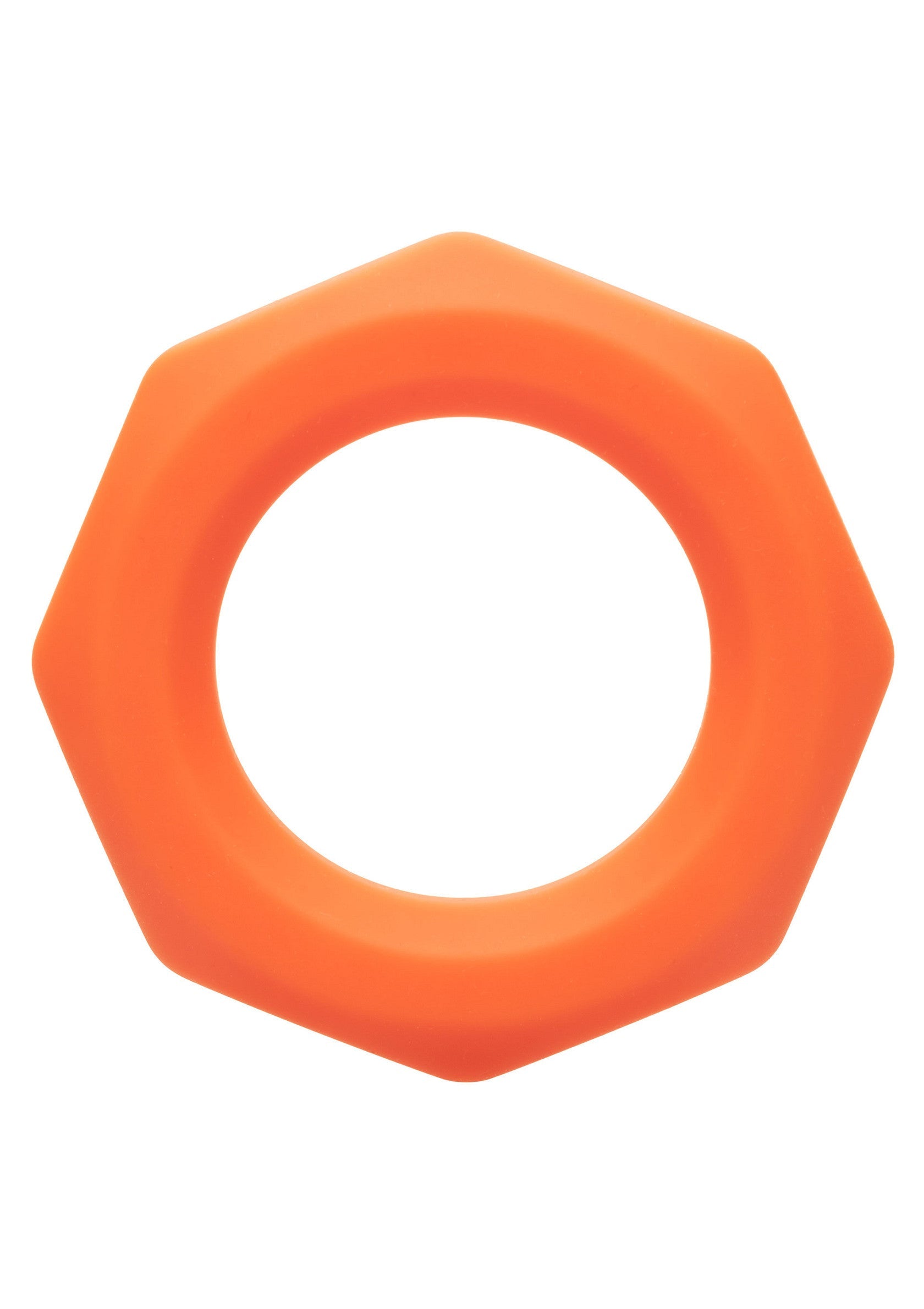 Anneau orange en forme d'écrou hexagonal. Accessoire original et tendance pour tous les styles.; Oranje ring in de vorm van een zeshoekige moer. Origineel en trendy accessoire voor elke stijl.; Orange ring in the shape of a hex nut. Original and trendy accessory for every style.
