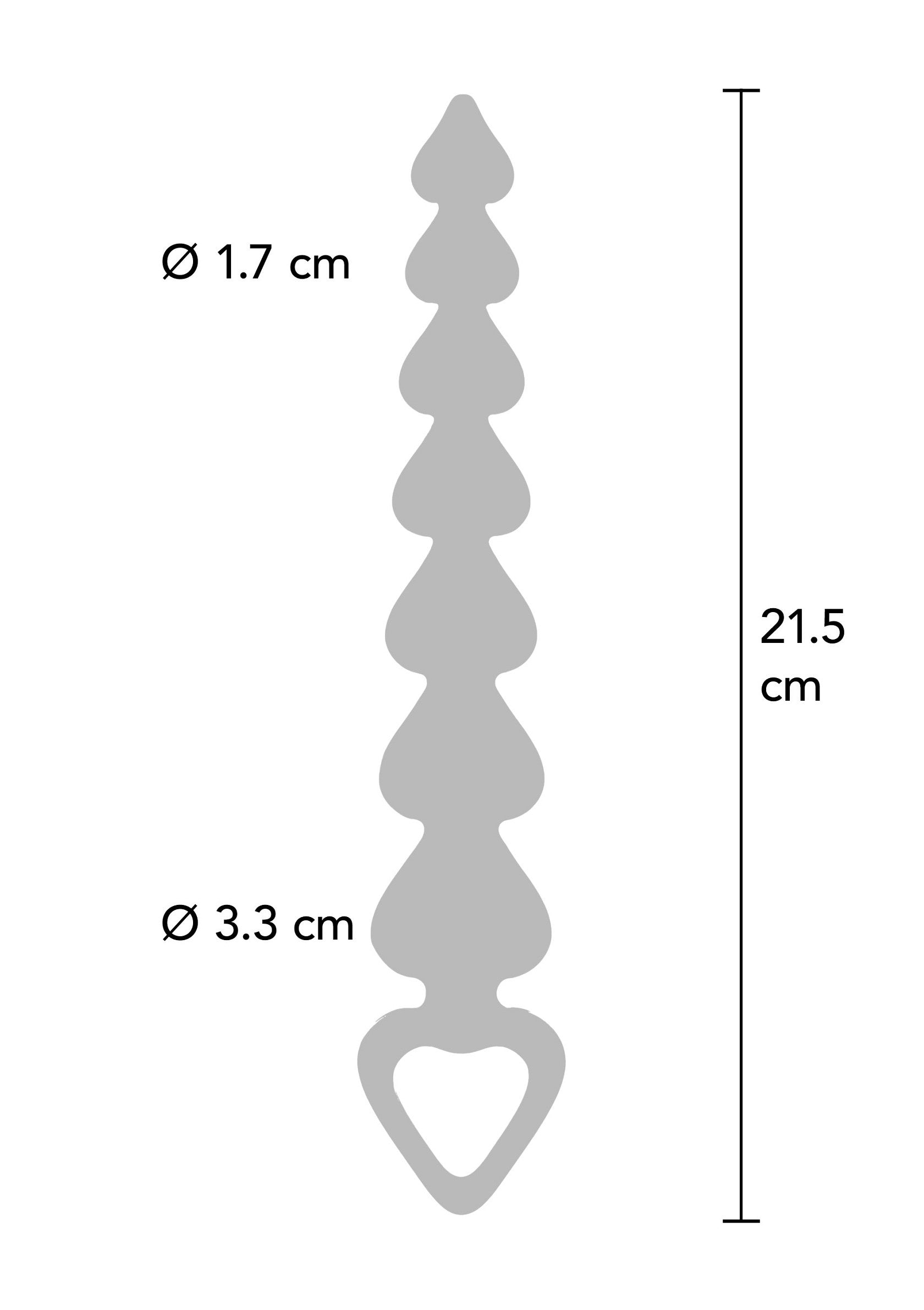 Plug anal en forme de cœur avec des dimensions précises pour une expérience de plaisir mesurée et détaillée.; Hartvormige anale plug met precieze afmetingen voor een gemeten en gedetailleerde plezierbeleving.; Heart-shaped butt plug with precise dimensions for a measured and detailed pleasure experience.
