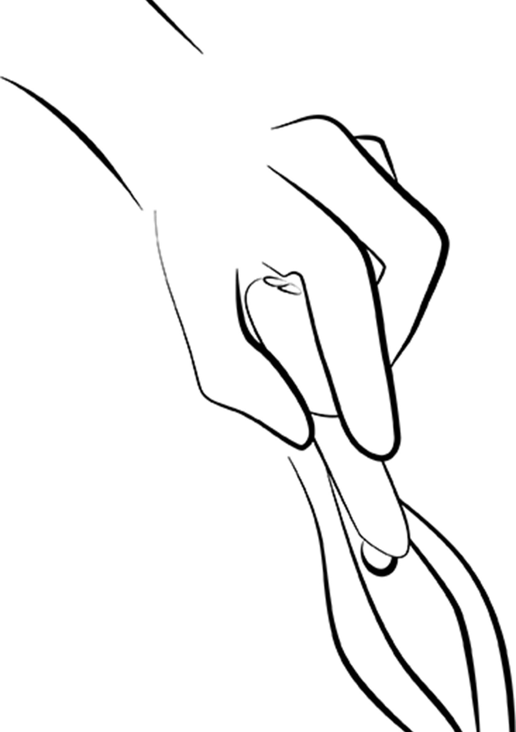 Illustration minimaliste d'une main tenant une tulipe. Design élégant pour décor floral et papeterie.; Minimalistische illustratie van een hand die een tulp vasthoudt. Elegant ontwerp voor bloemdecoratie en briefpapier.; Minimalist illustration of a hand holding a tulip. Elegant design for floral decor and stationery.