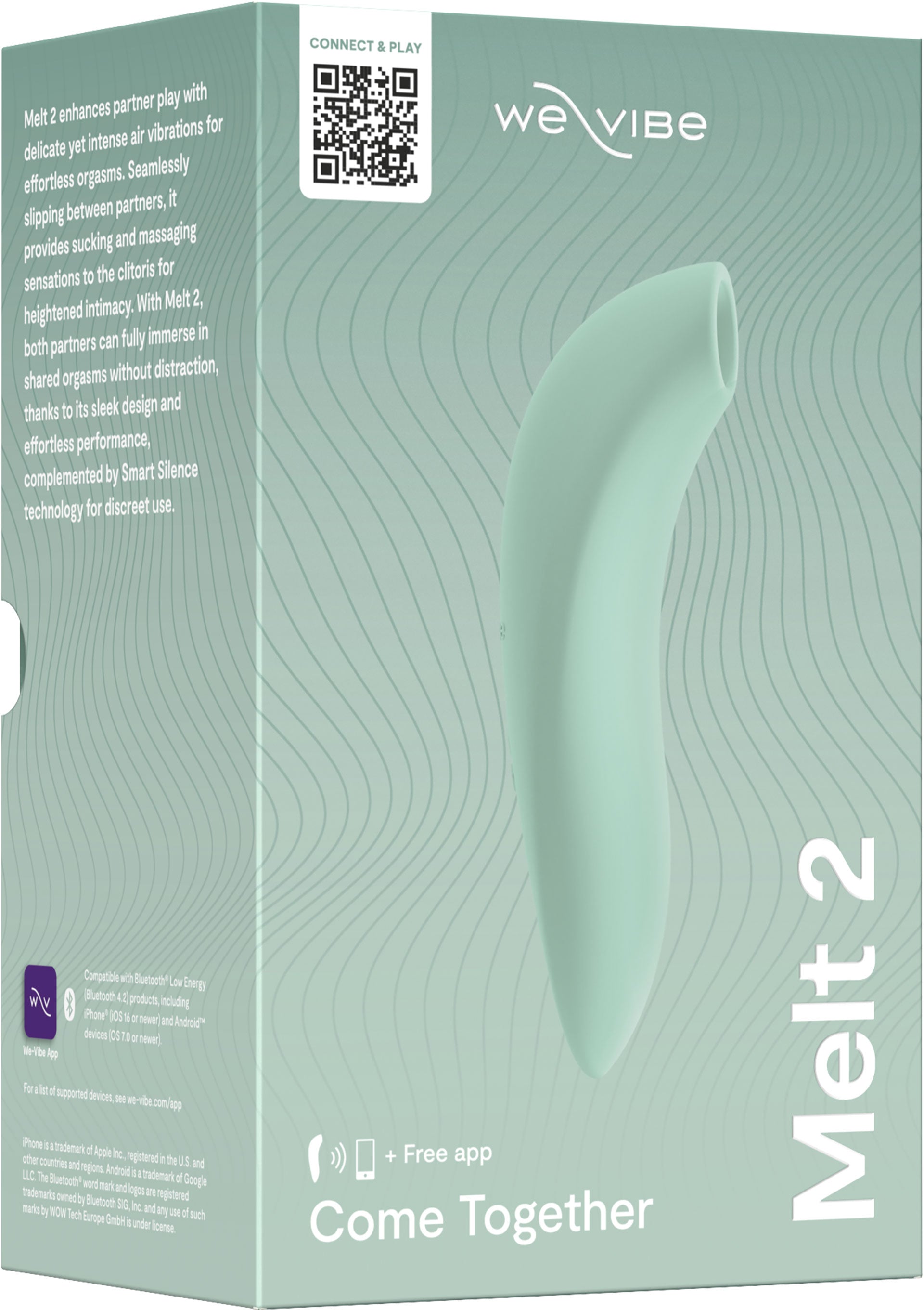 We-Vibe Melt 2 : Stimulateur clitoridien pour des sensations intenses. Connectez-vous via l'application pour des jeux à deux !; We-Vibe Melt 2: Clitorisstimulator voor intense sensaties. Maak verbinding via de app voor spelletjes voor twee!; We-Vibe Melt 2: Clitoral stimulator for intense sensations. Connect via app for couples play!