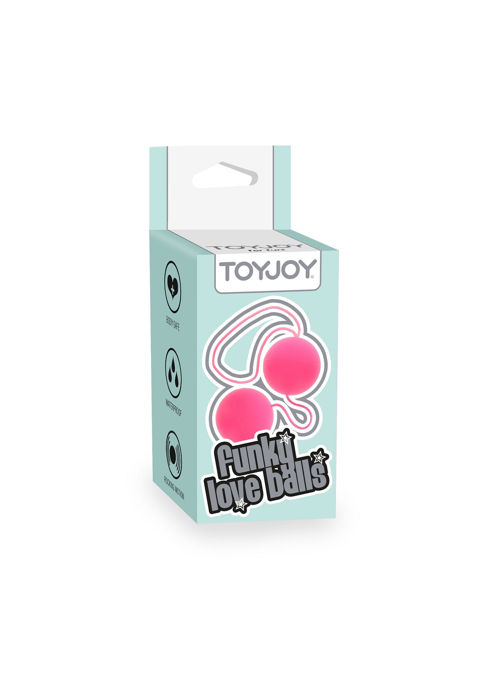 ToyJoy Funky Love Balls roses : boules de geisha originales et étanches pour le plaisir personnel.; ToyJoy Funky Love Balls roze: originele en waterdichte geishaballen voor persoonlijk genot.; ToyJoy Funky Love Balls pink: original and waterproof geisha balls for personal pleasure.
