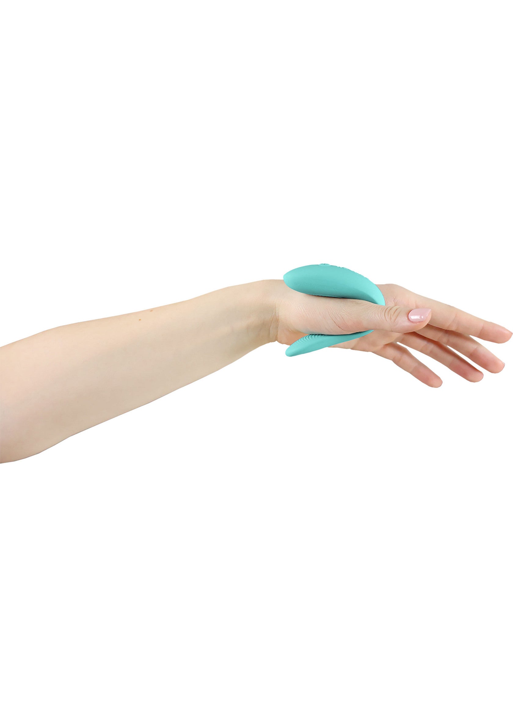 Masseur de main turquoise innovant pour une relaxation et un bien-être ultimes.; Innovatieve turquoise handmassage voor ultieme ontspanning en welzijn.; Innovative turquoise hand massager for ultimate relaxation and well-being.