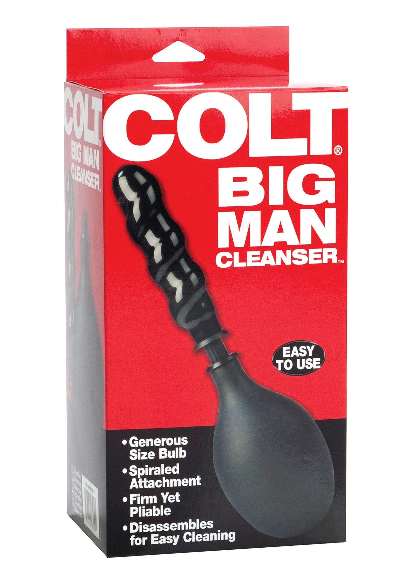 Colt Big Man Cleanser : poire de lavement avec embout spiralé. Facile à utiliser et à nettoyer. Pour une hygiène optimale.; Colt Big Man Cleanser: klysma peer met spiraalvormig opzetstuk. Gemakkelijk te gebruiken en schoon te maken. Voor optimale hygiëne.; Colt Big Man Cleanser: Enema bulb with spiral attachment. Easy to use and clean. For optimal hygiene and pleasure.