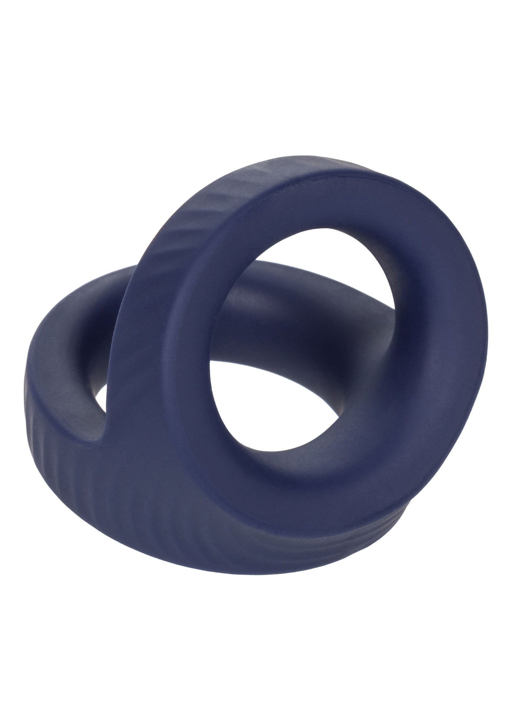 Anneau pénien bleu texturé pour une stimulation accrue.; Getextureerde blauwe penisring voor verhoogde stimulatie.; Textured blue cock ring for enhanced stimulation.
