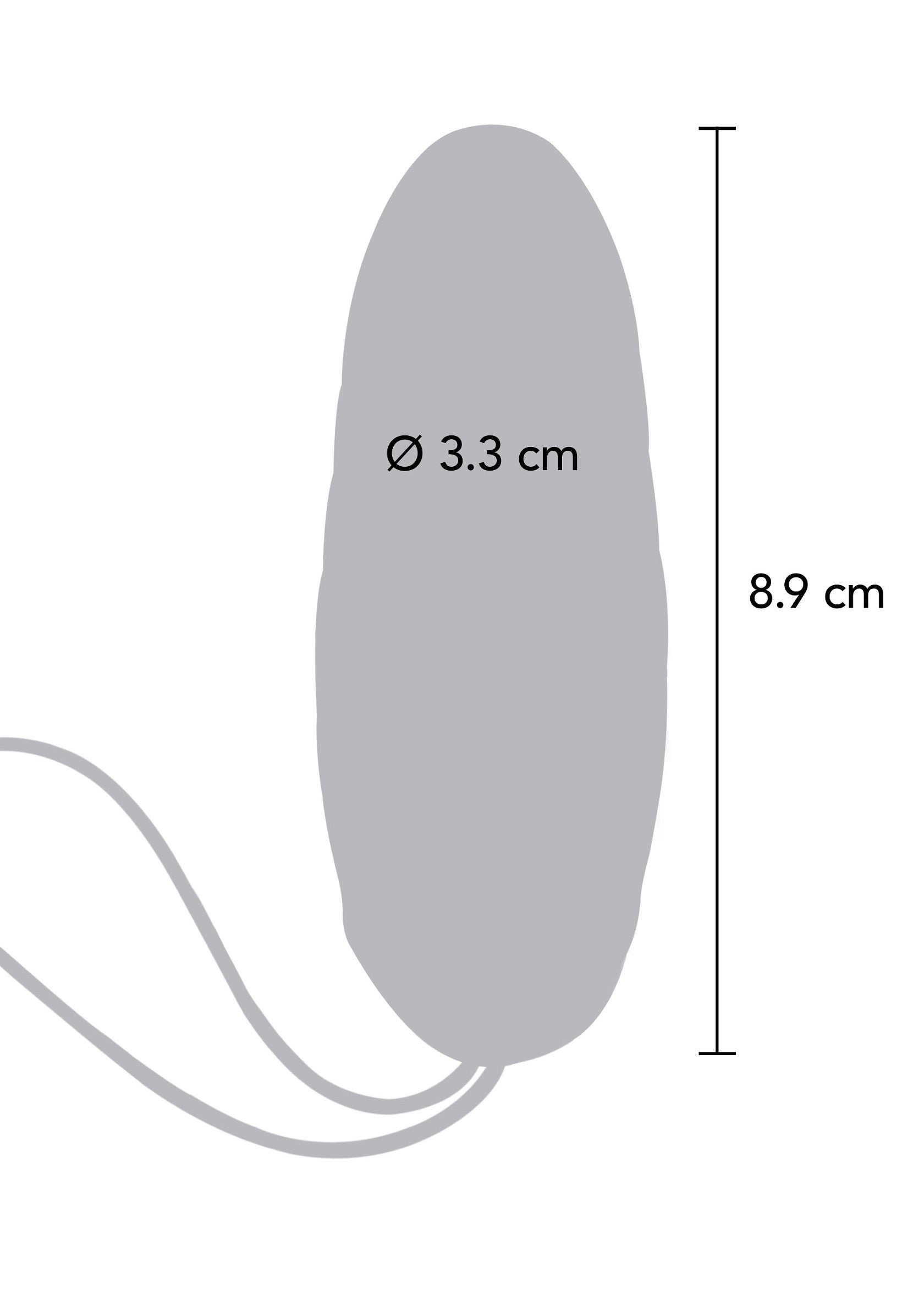 Dimensions détaillées d'un vibromasseur : diamètre 3.3 cm, longueur 8.9 cm. Informations utiles pour les acheteurs.; Gedetailleerde afmetingen van een vibrator: diameter 3,3 cm, lengte 8,9 cm. Handige info voor kopers.; Detailed dimensions of a vibrator: 3.3 cm diameter, 8.9 cm length. Useful info for shoppers.
