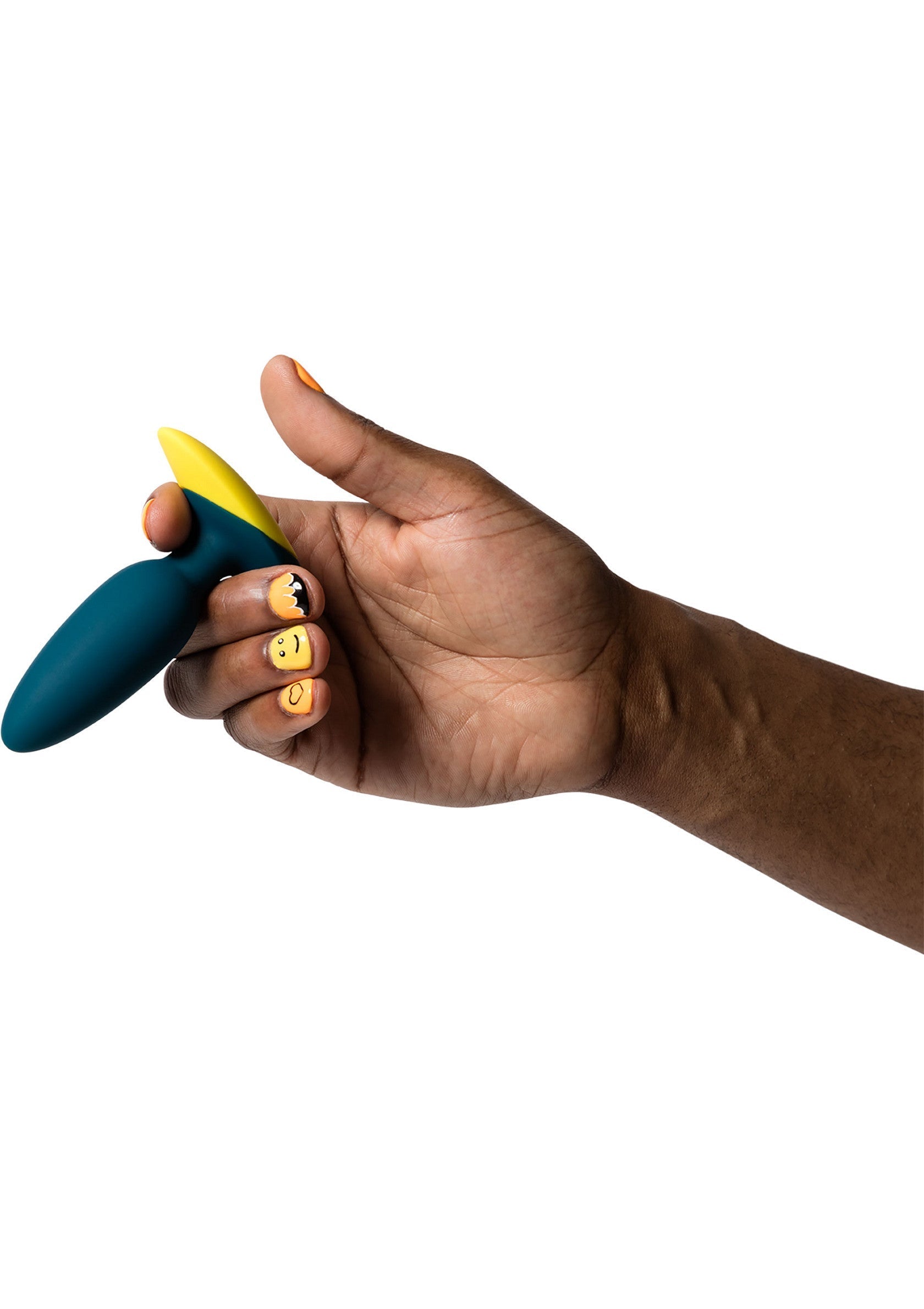 Jouet intime bleu et jaune, pour le plaisir solitaire ou partagé. Design ergonomique.; Blauw en geel intiem speeltje voor solo of gedeeld plezier. Ergonomisch ontwerp.; Blue and yellow intimate toy, for solo or shared fun. Ergonomic design.