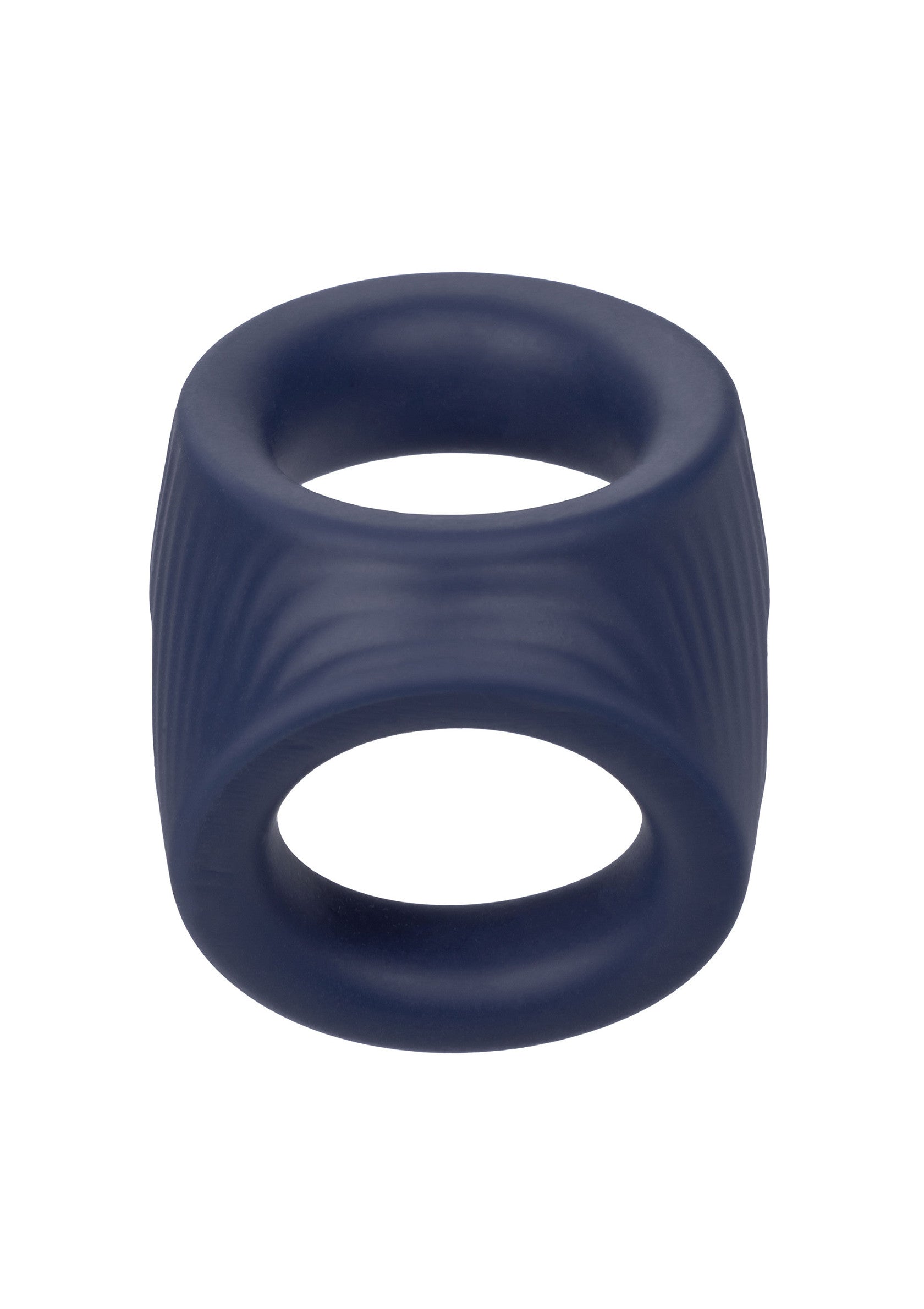 Anneau pénien bleu texturé pour une expérience intense et durable.; Getextureerde blauwe penisring voor een intense en langdurige ervaring.; Textured blue cock ring for intense and long-lasting experience.