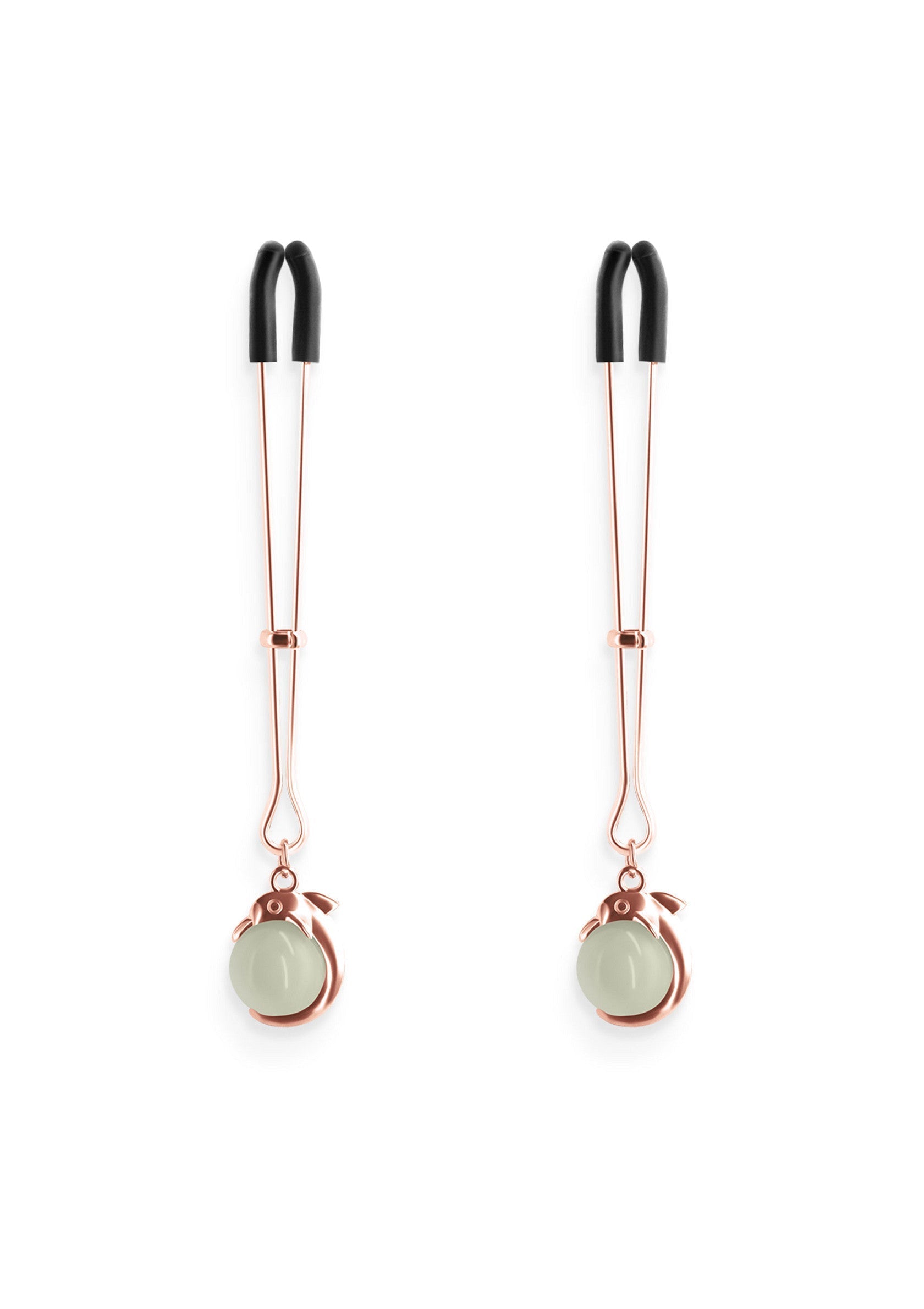 Pinces à tétons avec pendentifs en pierres, accessoires coquins pour adultes.; Tepelklemmen met stenen hangers, ondeugende accessoires voor volwassenen.; Nipple clamps with stone pendants, naughty adult accessories.