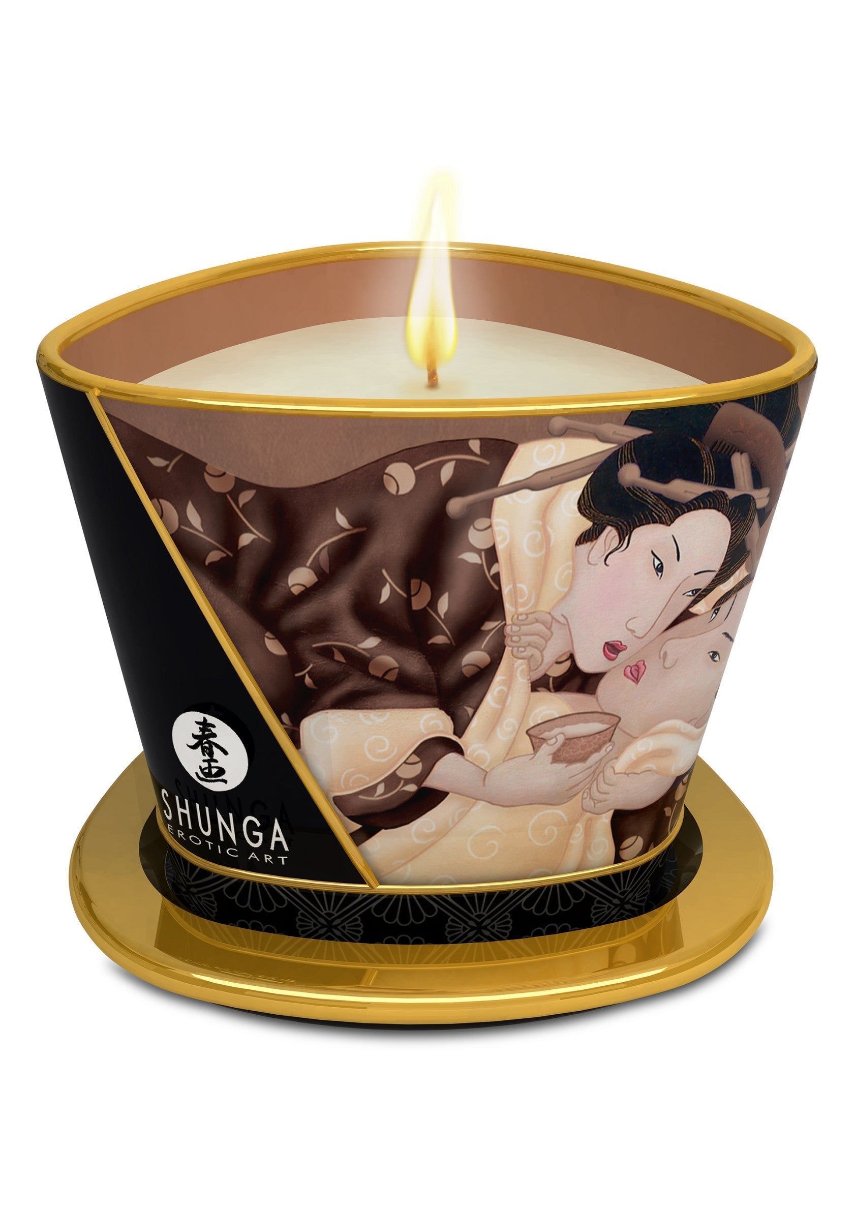 Bougie Shunga Art Érotique parfumée. Ambiance sensuelle assurée.; Geparfumeerde Shunga Erotische Kunst kaars. Gegarandeerde sensuele sfeer.; Scented Shunga Erotic Art candle. Sensual atmosphere guaranteed.