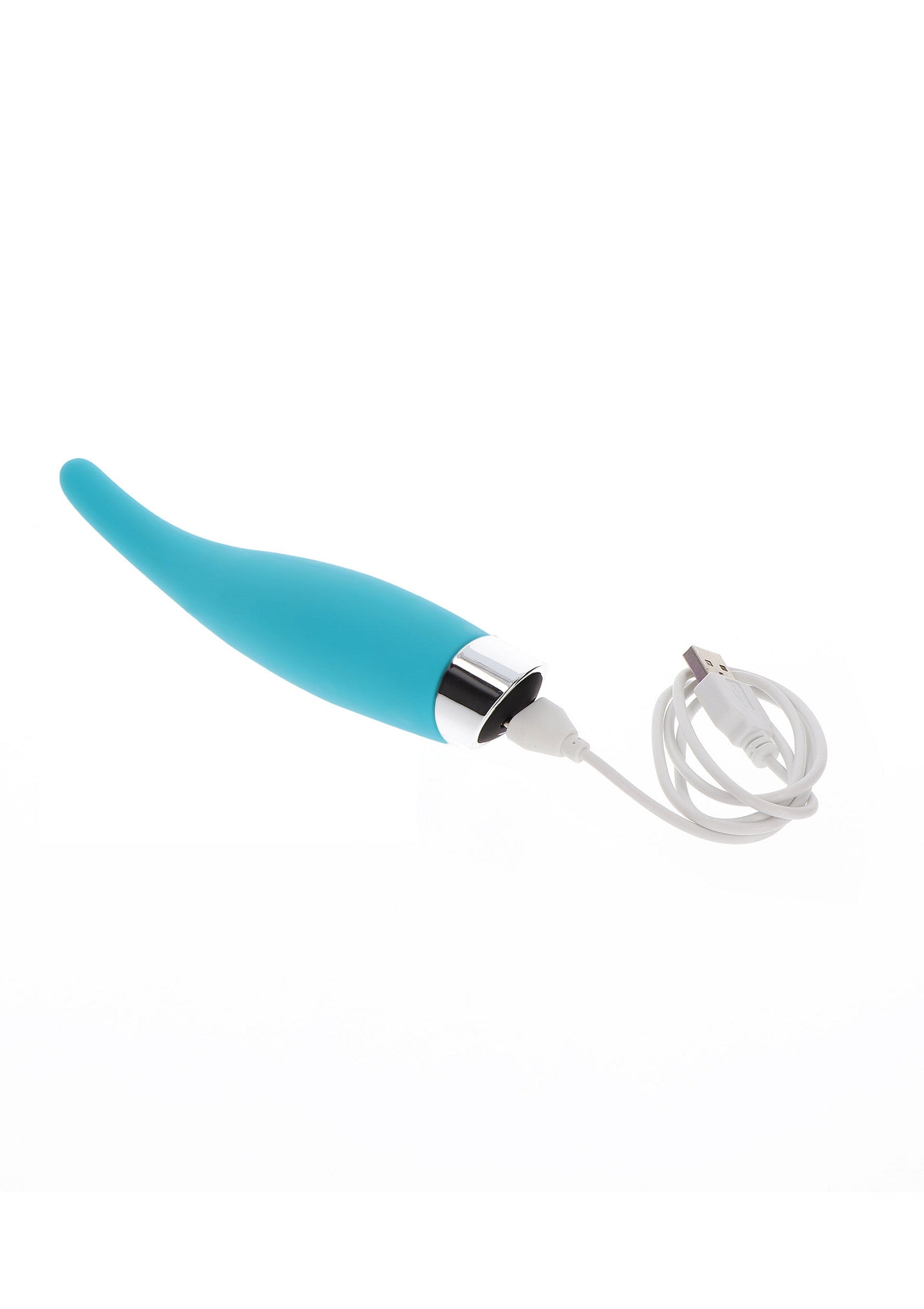 Vibromasseur turquoise rechargeable pour le plaisir intime; Oplaadbare turquoise vibrator voor intiem genot; Rechargeable turquoise vibrator for intimate pleasure