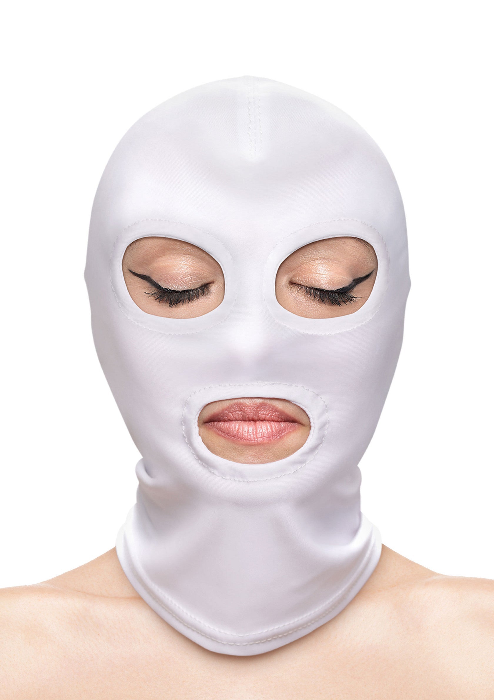 Masque intégral blanc pour un look anonyme et mystérieux. Parfait pour les soirées déguisées et les jeux de rôle.; Volledig wit masker voor een anonieme en mysterieuze look. Perfect voor verkleedpartijen en rollenspellen.; Full white face mask for an anonymous, mysterious look. Perfect for costume parties and role-playing.