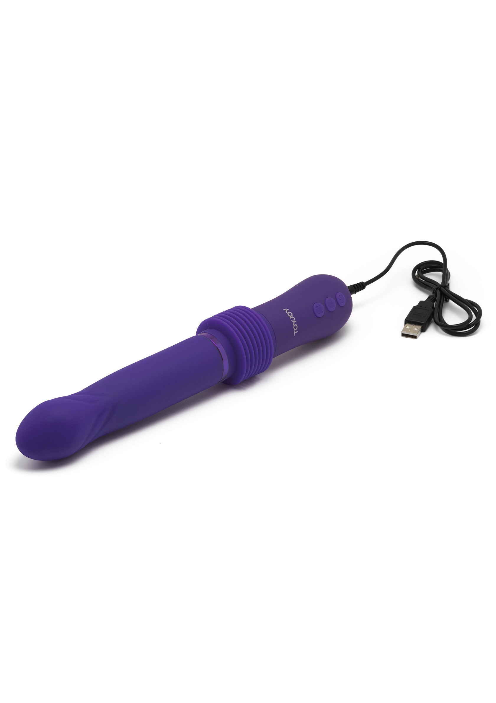 Vibromasseur rechargeable violet pour le plaisir personnel et la détente.; Paarse, oplaadbare vibrator voor persoonlijk plezier en ontspanning.; Purple rechargeable vibrator for personal pleasure and relaxation.