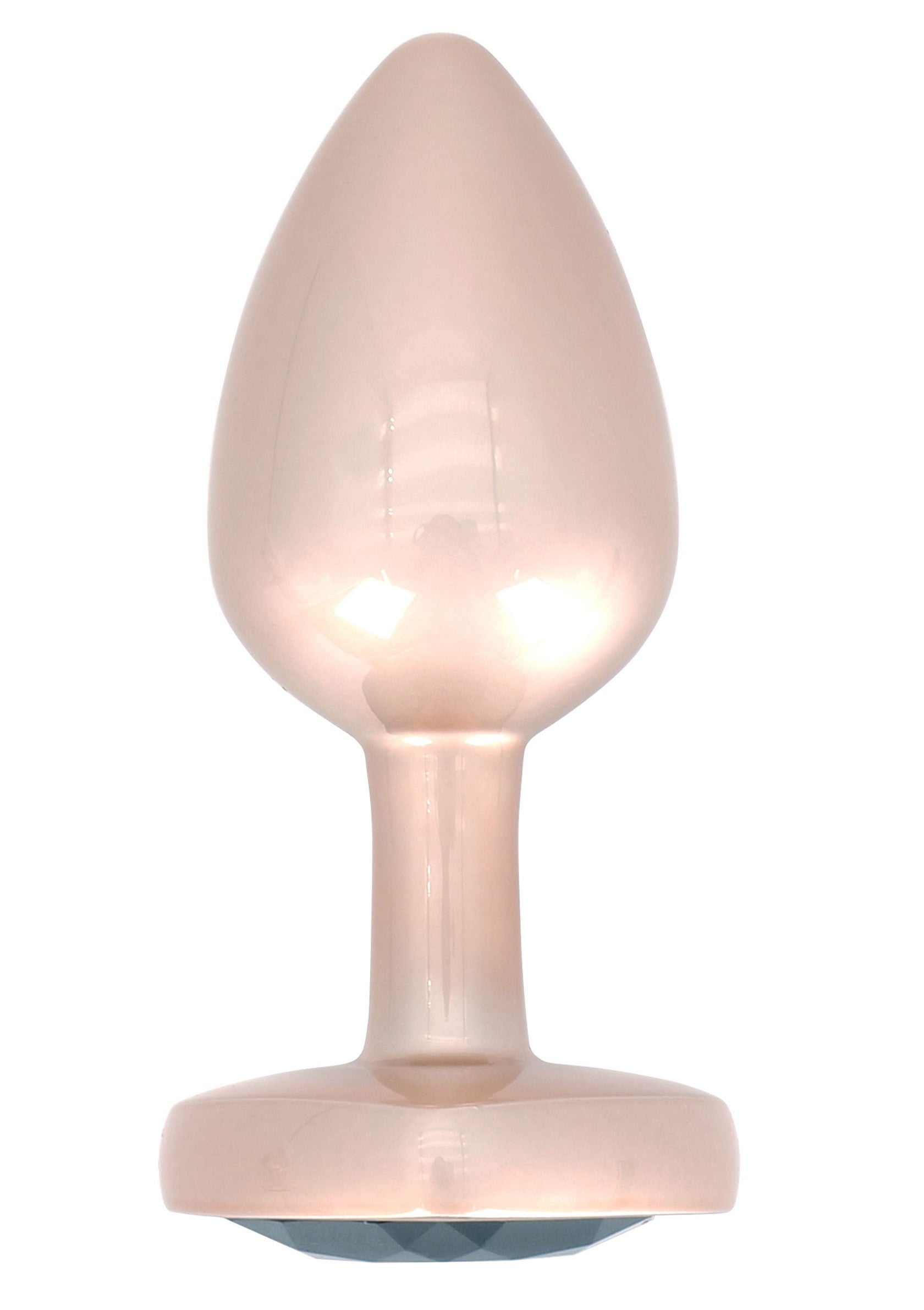 Plug anal en or rose avec une pierre précieuse à la base pour une touche élégante et sensuelle.; Roze gouden anaalplug met een edelsteen aan de basis voor een elegante en sensuele touch.; Rose gold anal plug with a gem at the base for an elegant and sensual touch.