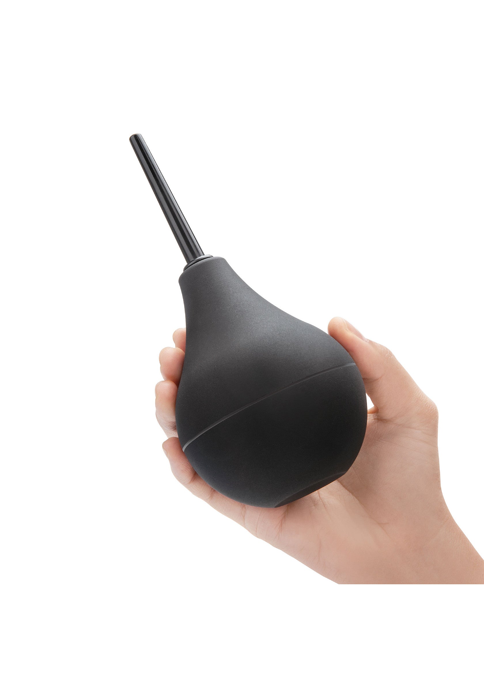 Poire à lavement noire pour hygiène intime et bien-être.; Zwarte klysma spuit voor intieme hygiëne en welzijn.; Black enema bulb for intimate hygiene and wellness.