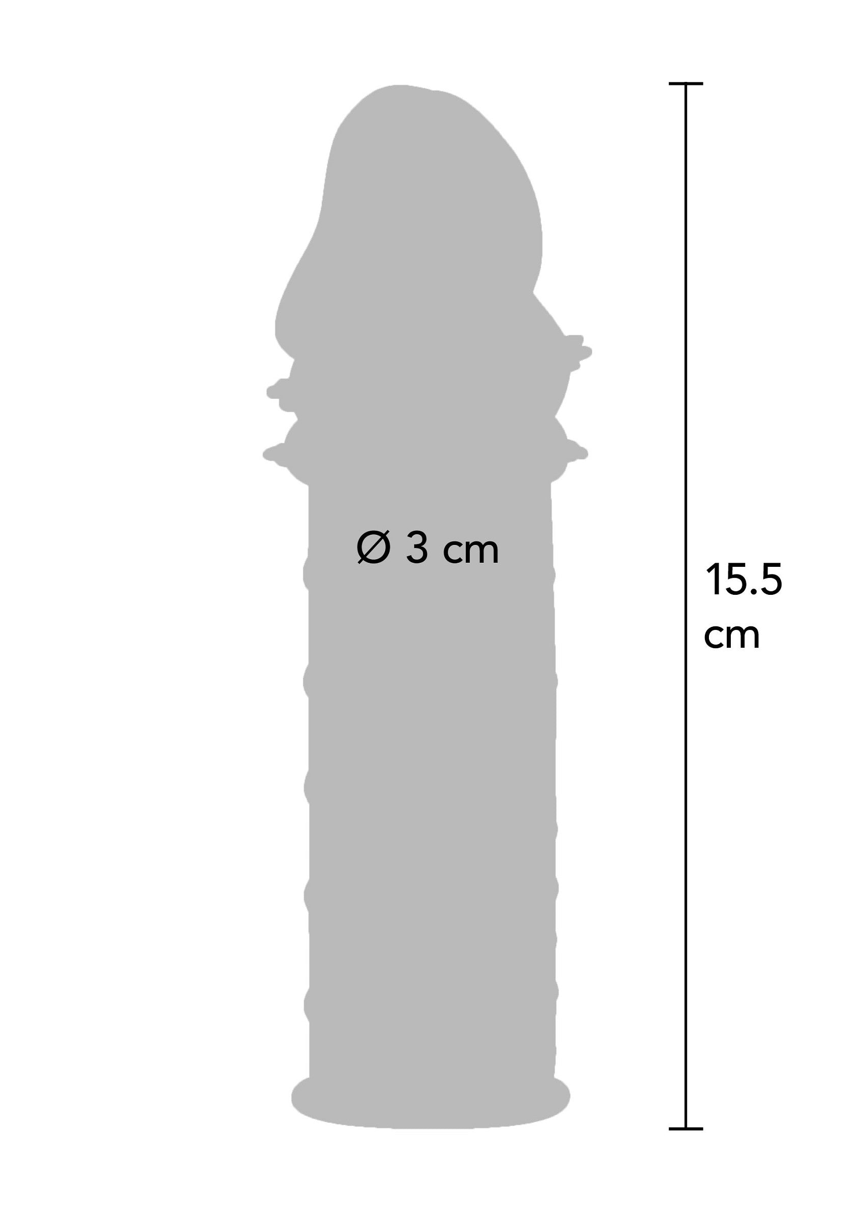 Silhouette de manchon pénien texturé, Ø 3 cm, longueur 15,5 cm. Améliore le plaisir et l'intimité.; Silhouet van gestructureerde peniskoker, Ø 3 cm, lengte 15,5 cm. Verbetert plezier en intimiteit.; Textured penis sleeve silhouette, Ø 3 cm, length 15.5 cm. Enhances pleasure and intimacy.