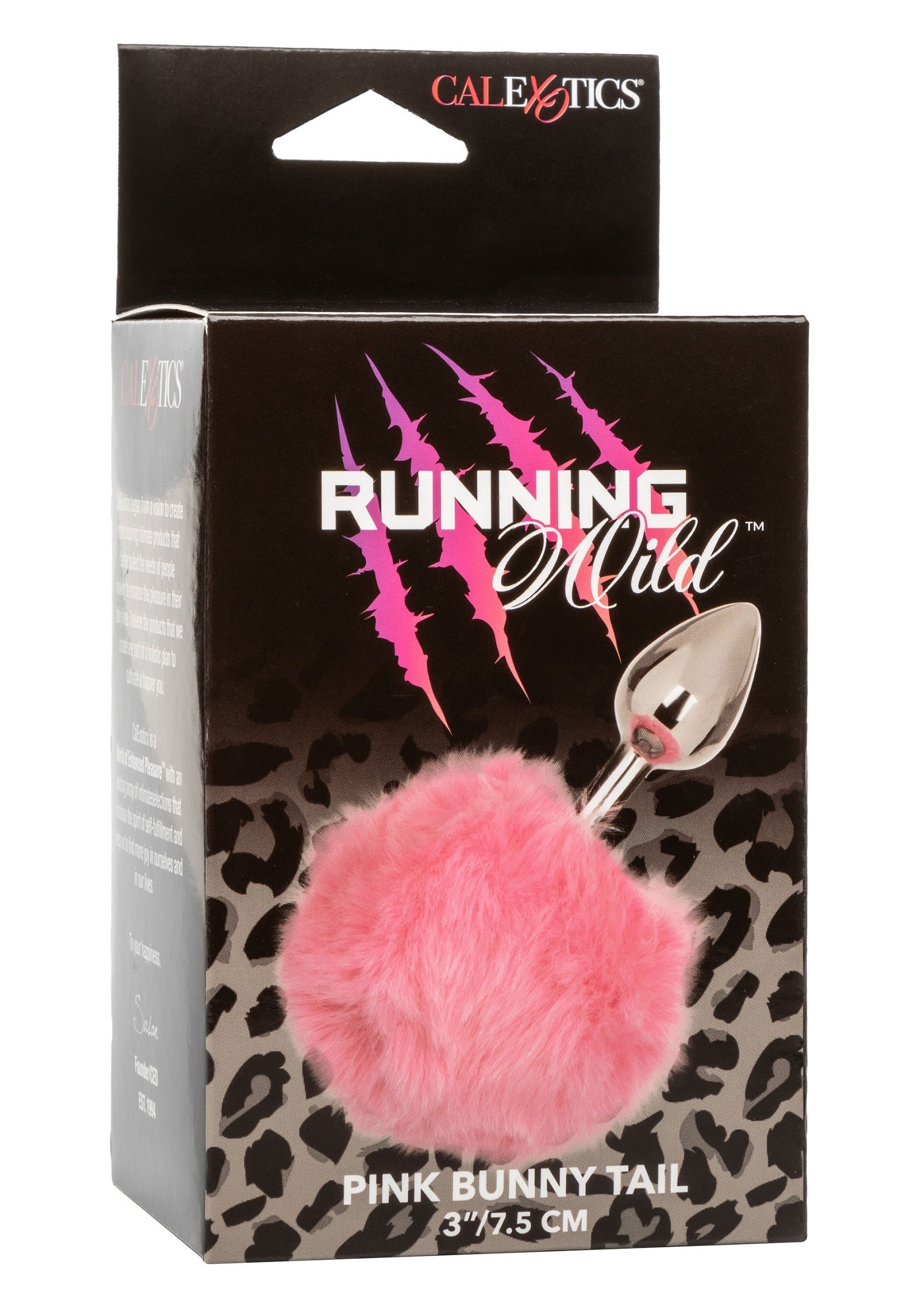 Queue de lapin rose CalExotics Running Wild. Un accessoire coquin pour pimenter votre vie amoureuse.; CalExotics Running Wild roze konijnenstaart. Een ondeugend accessoire om je liefdesleven op te fleuren.; CalExotics Running Wild pink bunny tail. A naughty accessory to spice up your love life.