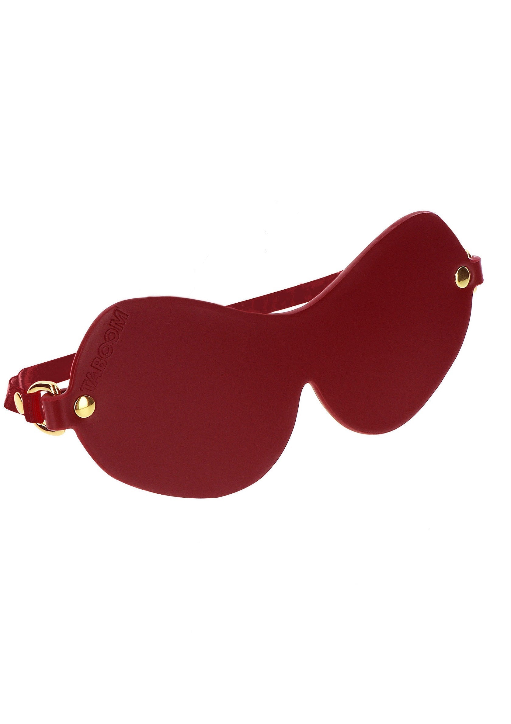 Masque de sommeil rouge luxueux avec une lanière réglable.; Luxe rood slaapmasker met verstelbare band.; Luxurious red sleep mask with adjustable strap.