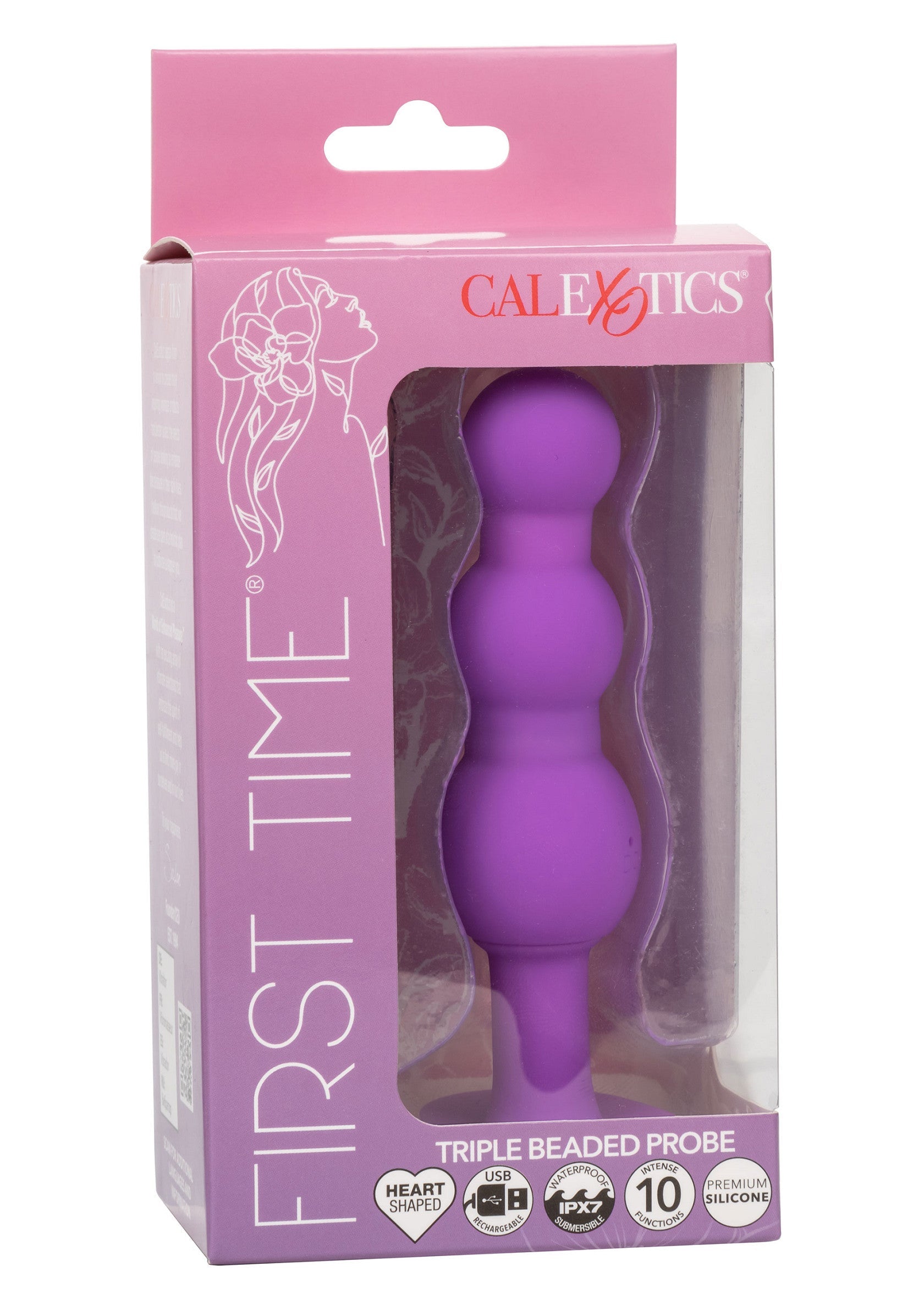 CalExotics First Time Triple Beaded Probe violet, pour une exploration en douceur.; CalExotics First Time Triple Beaded Probe paars, voor een zachte verkenning.; CalExotics First Time Triple Beaded Probe in purple, for gentle exploration.