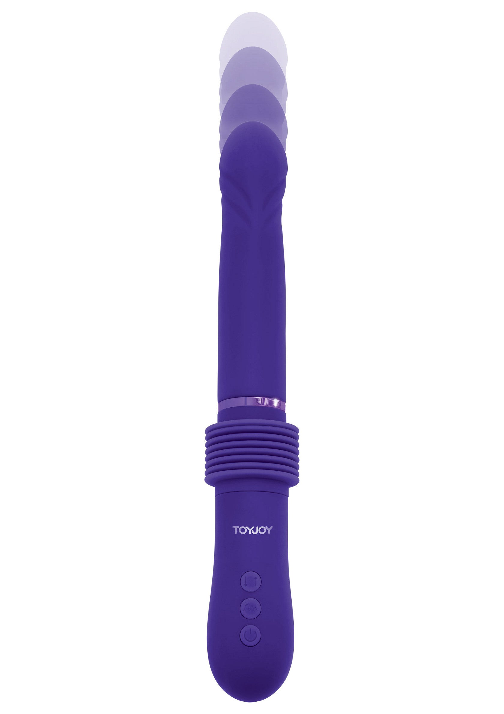 Vibrateur baguette ToyJoy violet pour une stimulation intense et ciblée.; Paarse ToyJoy staafvibrator voor intense en gerichte stimulatie.; Purple ToyJoy wand vibrator for intense, targeted stimulation.