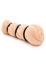 Plaisir intense garanti avec ce masturbateur texturé et ajustable.; Geniet van intense genoegens met deze getextureerde en aanpasbare masturbator.; Enjoy intense pleasure with this textured and adjustable stroker.