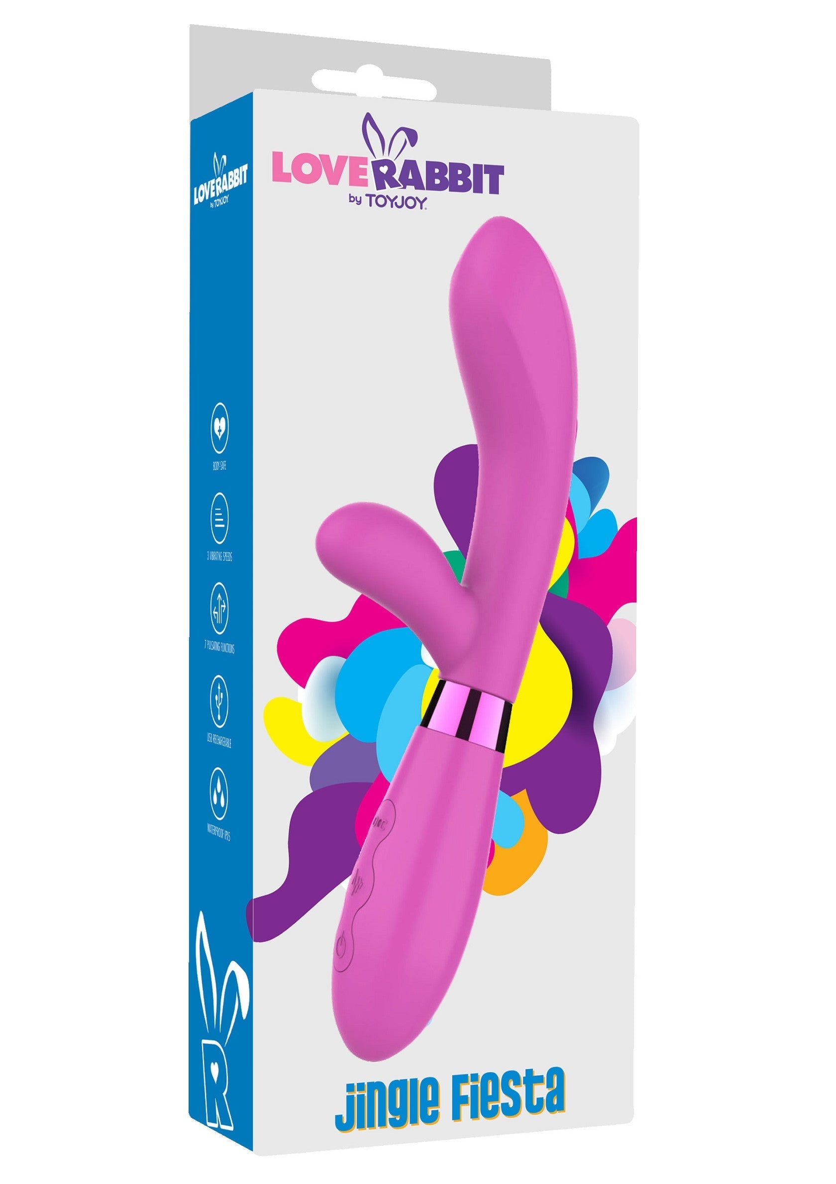 LoveRabbit Jingle Fiesta: vibromasseur vibrant rose pour le plaisir solo et en couple. Explorez le plaisir avec ce jouet sensuel.; LoveRabbit Jingle Fiesta: roze vibrator voor solo en plezier voor koppels. Ontdek plezier met dit sensuele speeltje.; LoveRabbit Jingle Fiesta: pink vibrating wand for solo and couples fun. Explore pleasure with this sensual toy.