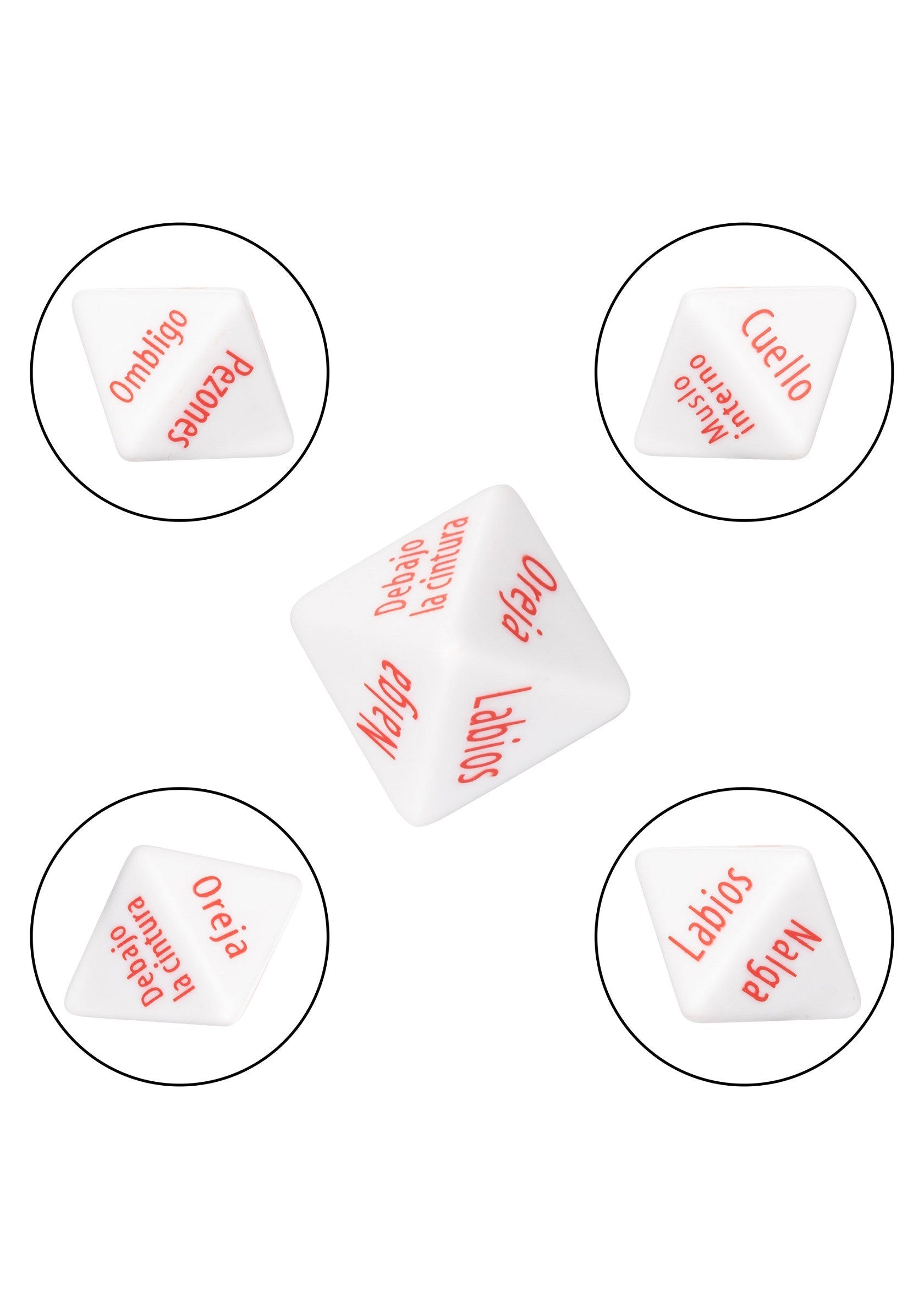 Dés coquins avec des parties du corps. Ajoutez du piquant à votre vie amoureuse !; Stoute dobbelstenen met lichaamsdelen. Voeg pit toe aan je liefdesleven!; Naughty dice with body parts. Add spice to your love life!