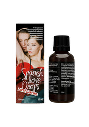 Spanish Love Drops Dirty Dancing, complément alimentaire pour pimenter votre vie amoureuse. 30ml.; Spanish Love Drops Dirty Dancing, voedingssupplement voor een spannend liefdesleven. 30ml.; Spanish Love Drops Dirty Dancing, food supplement to spice up your love life. 30ml bottle.
