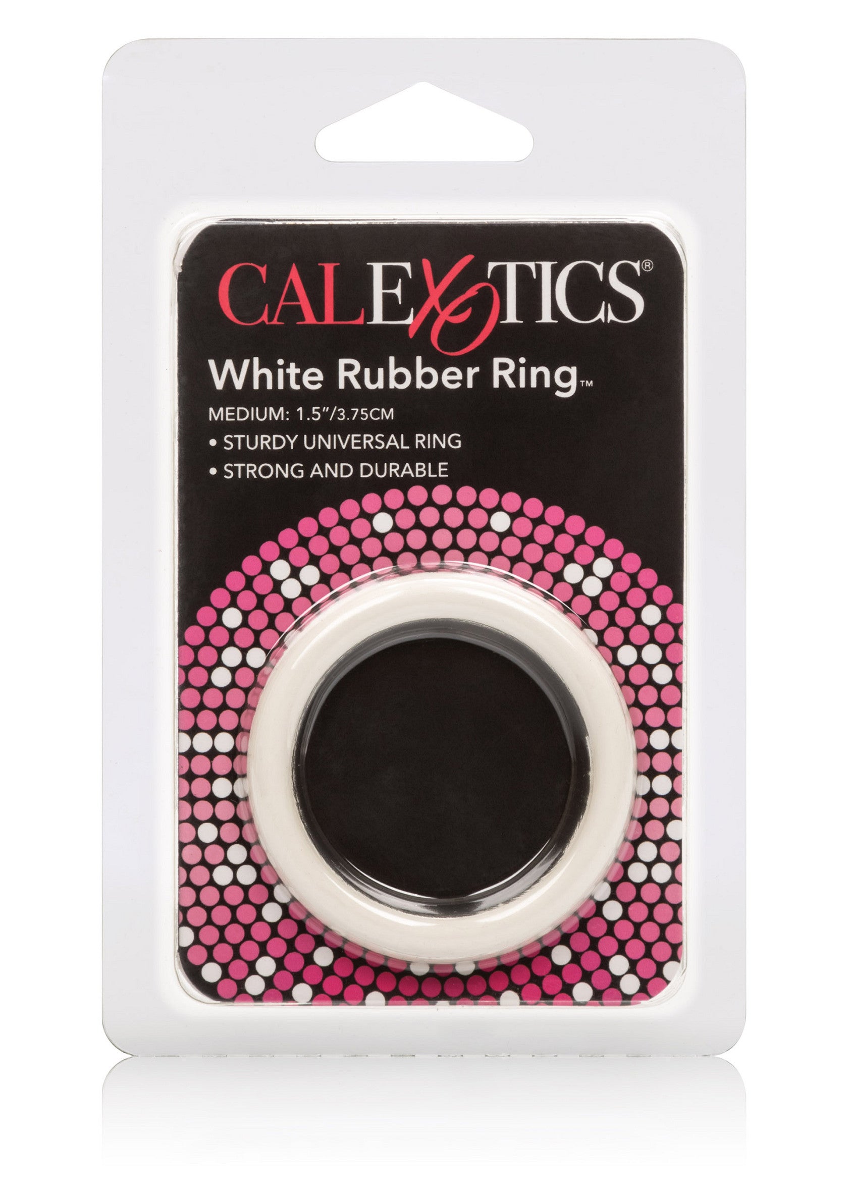 Anneau en caoutchouc blanc CalExotics, taille médium (1,5"/3,75cm). Robuste, universel et durable.; CalExotics witte rubberen ring, medium (1,5"/3,75cm). Stevig, universeel en duurzaam.; CalExotics White Rubber Ring, medium (1.5"/3.75cm). Sturdy, universal, and durable.