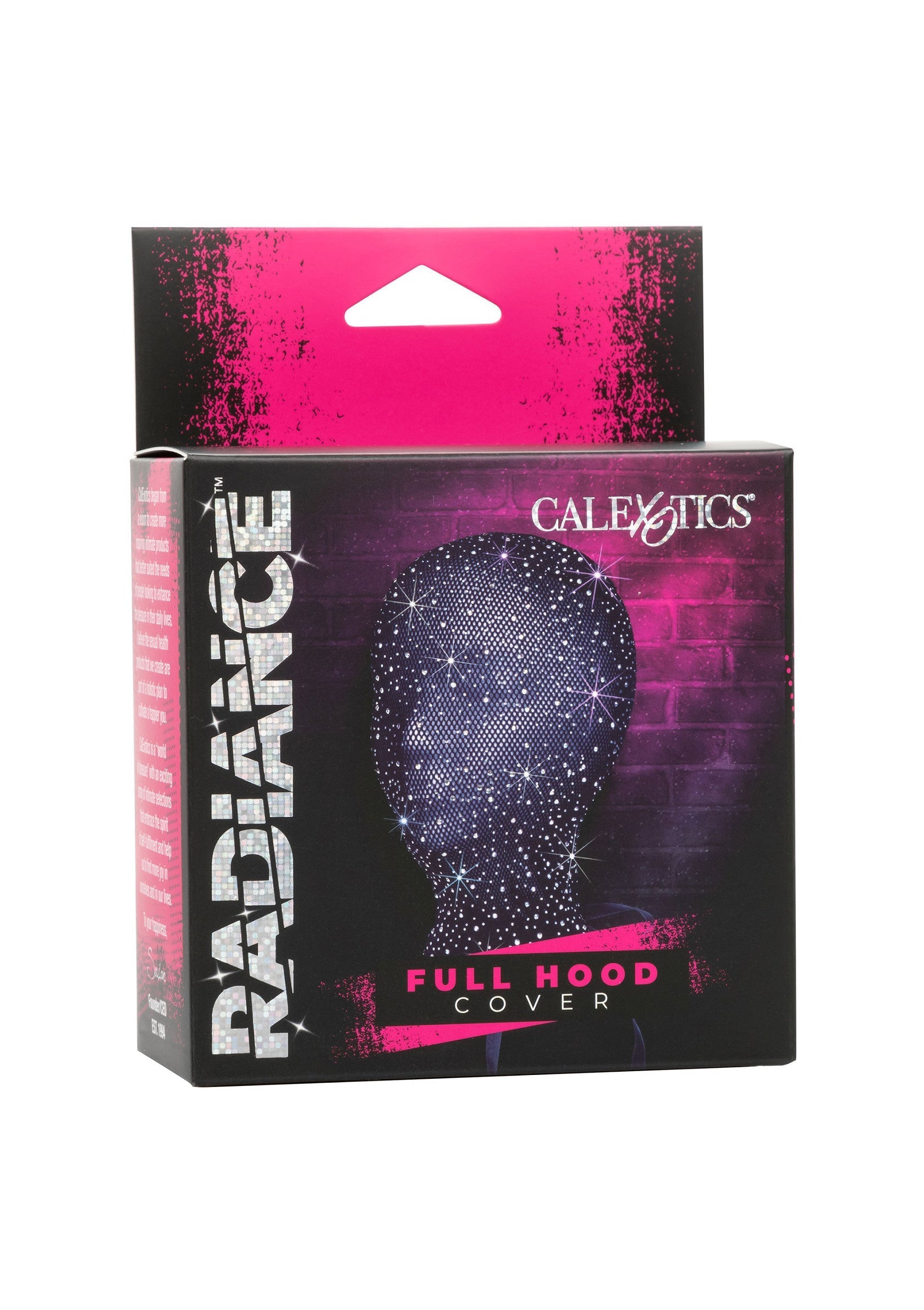 Cagoule intégrale Calexotics Radiance. Une cagoule scintillante pour une couverture complète et glamour.; Calexotics Radiance Full Hood. Een glinsterende bivakmuts voor een volledige, glamoureuze bedekking.; Calexotics Radiance Full Hood. A shimmering full hood for complete, glamorous coverage.