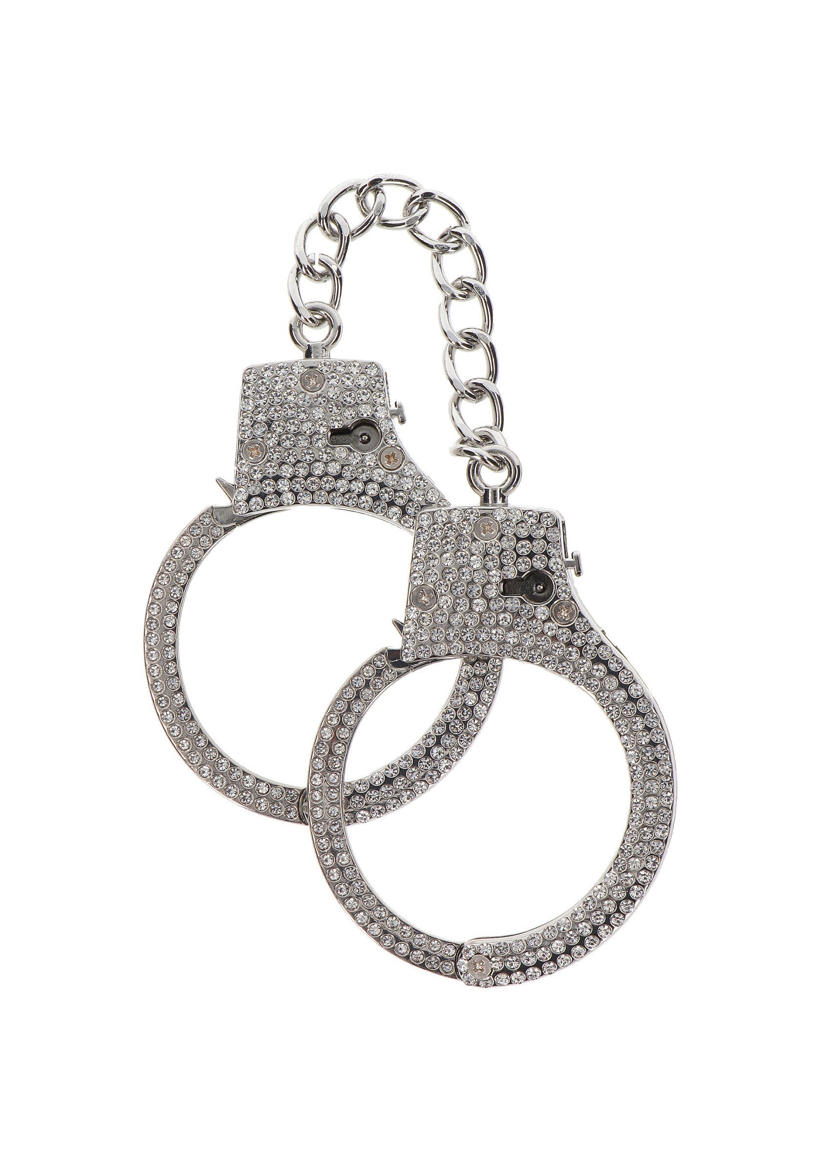 Menottes scintillantes argentées. Accessoire original et brillant pour pimenter vos soirées.; Zilverkleurige glitter handboeien. Een origineel en sprankelend accessoire om je avonden op te fleuren.; Silver sparkly handcuffs. An original and sparkling accessory to spice up your evenings.