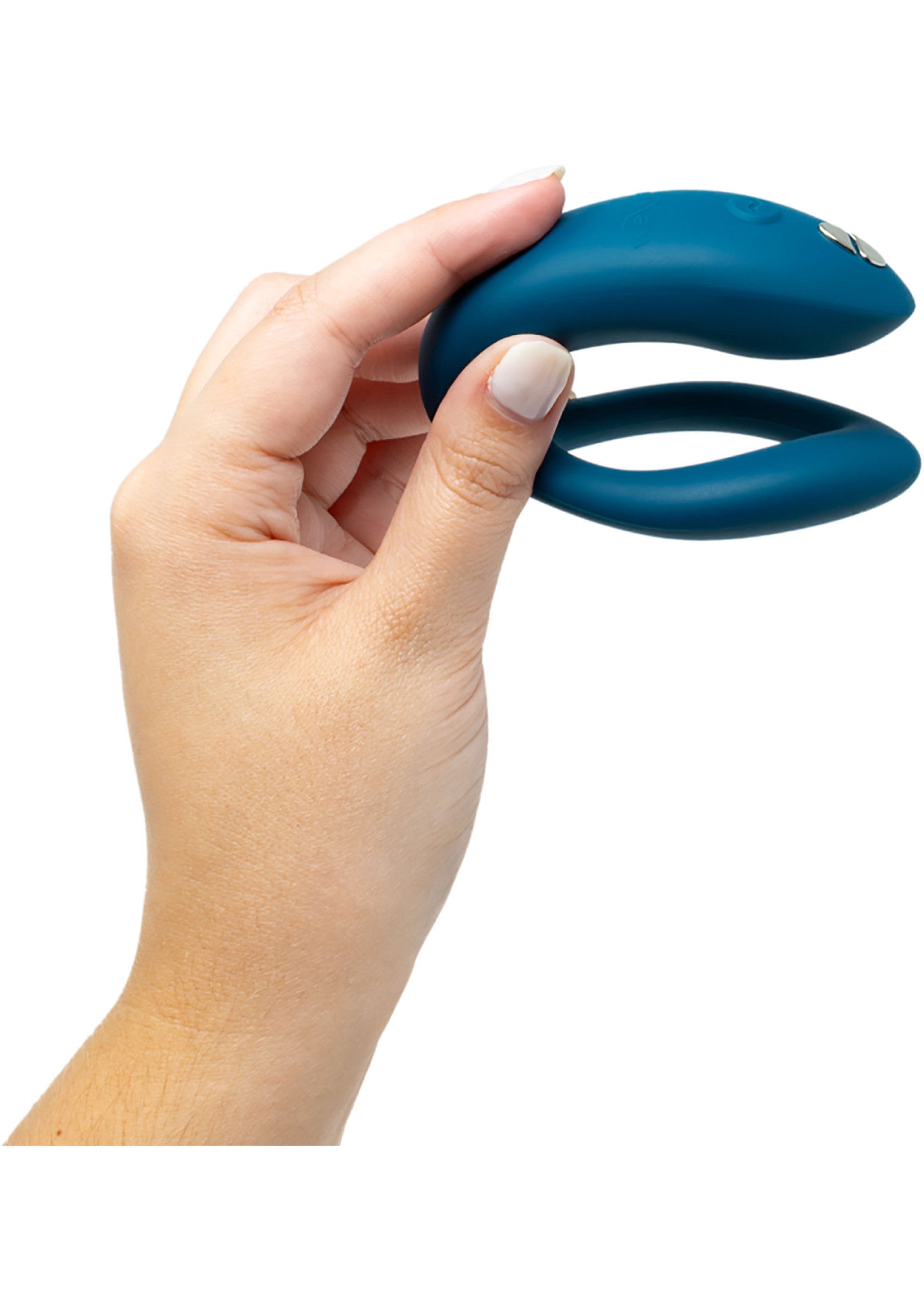 Masseur de couple bleu turquoise pour le plaisir; Turkooisblauwe koppelstimulator voor plezier; Teal couple massager for pleasure