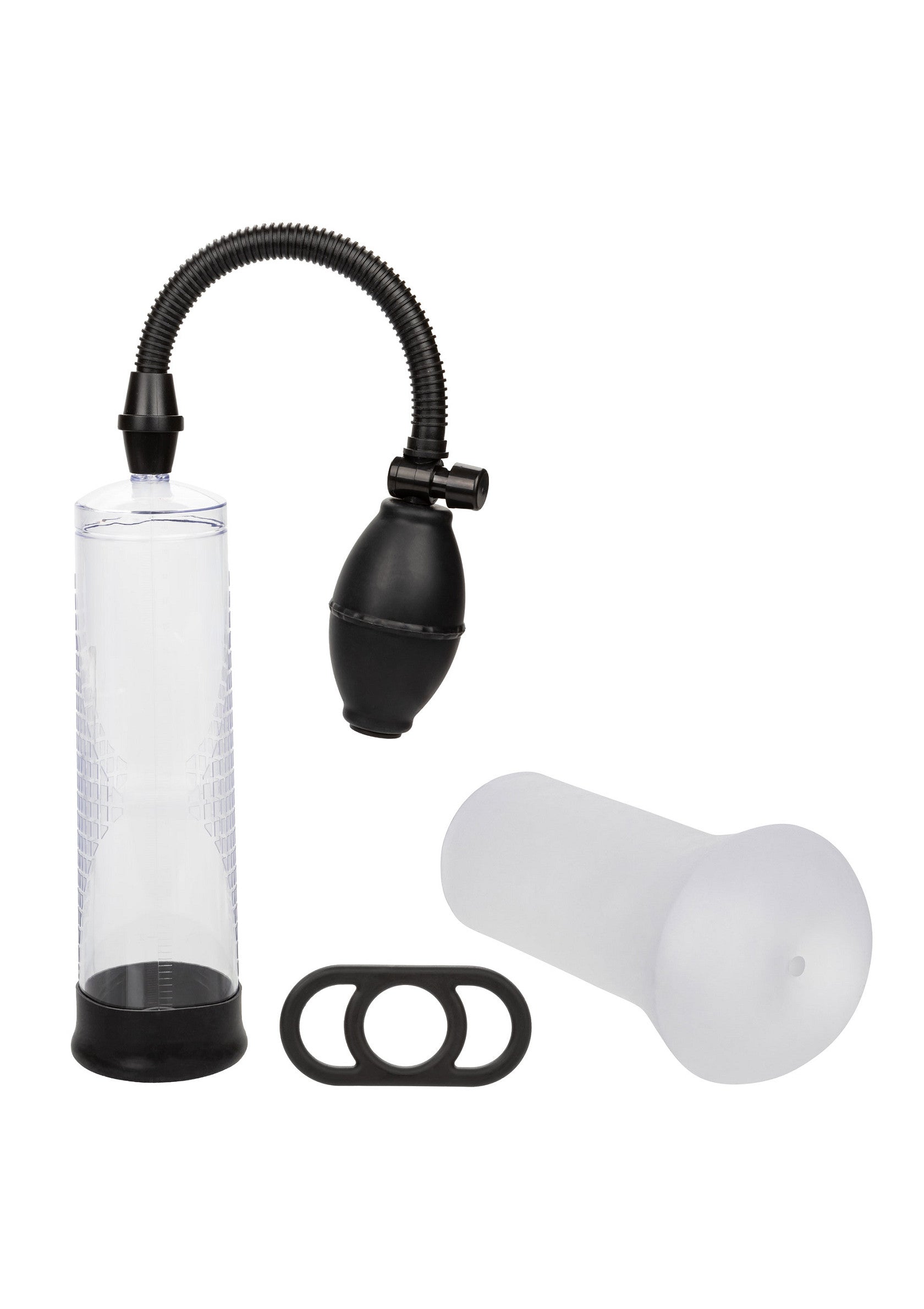 Kit d'amélioration masculine avec pompe, manchon et anneau. Augmentez la taille et le plaisir.; Mannelijke verbeteringsset met pomp, sleeve en ring. Vergroot de maat en het plezier.; Male enhancement kit with pump, sleeve, and ring. Increase size and pleasure.