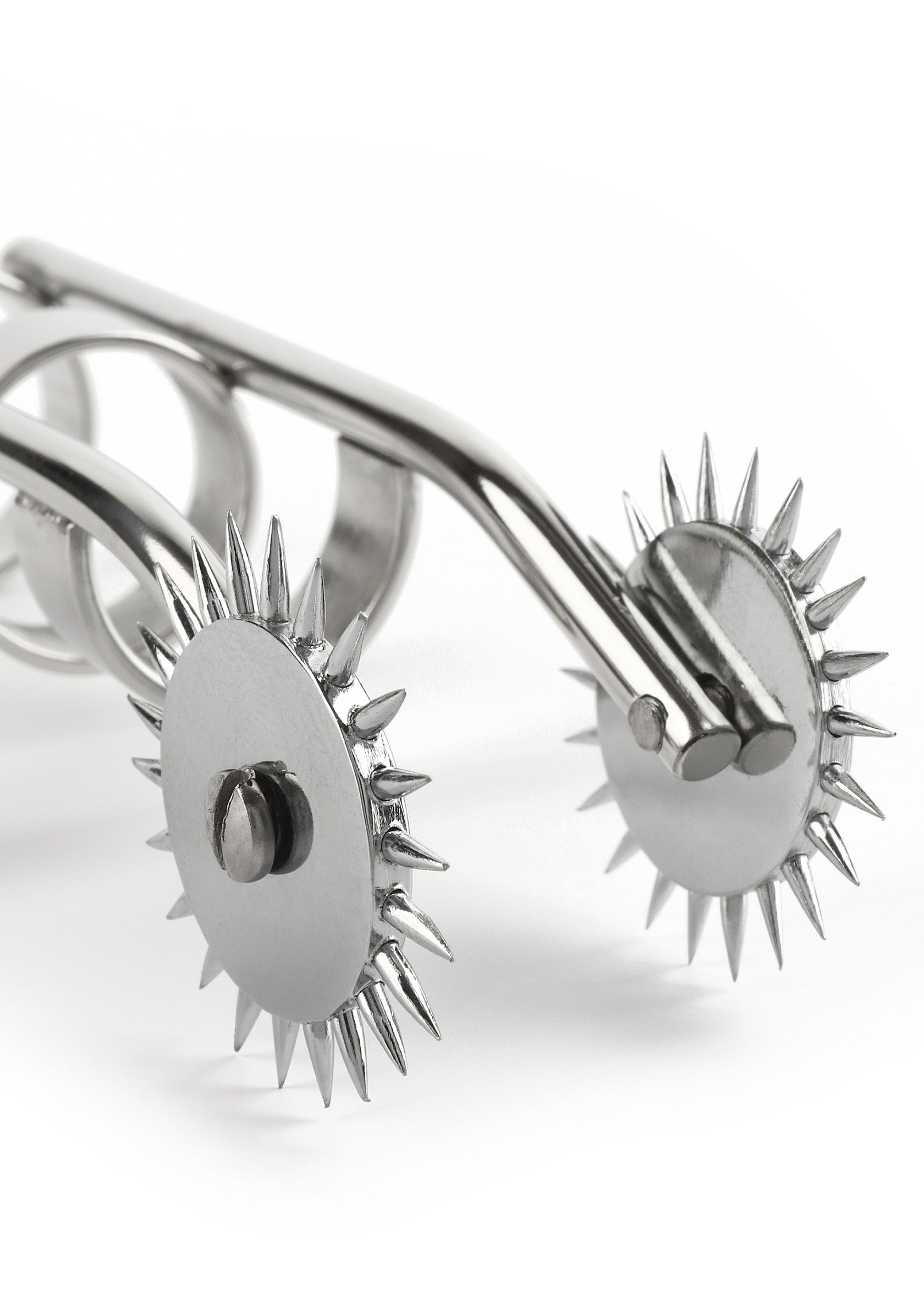 Roulette de Wartenberg en acier inoxydable, instrument de stimulation sensorielle.; Wartenberg-wiel van roestvrij staal, instrument voor sensorische stimulatie.; Stainless steel Wartenberg wheel, sensory stimulation instrument.