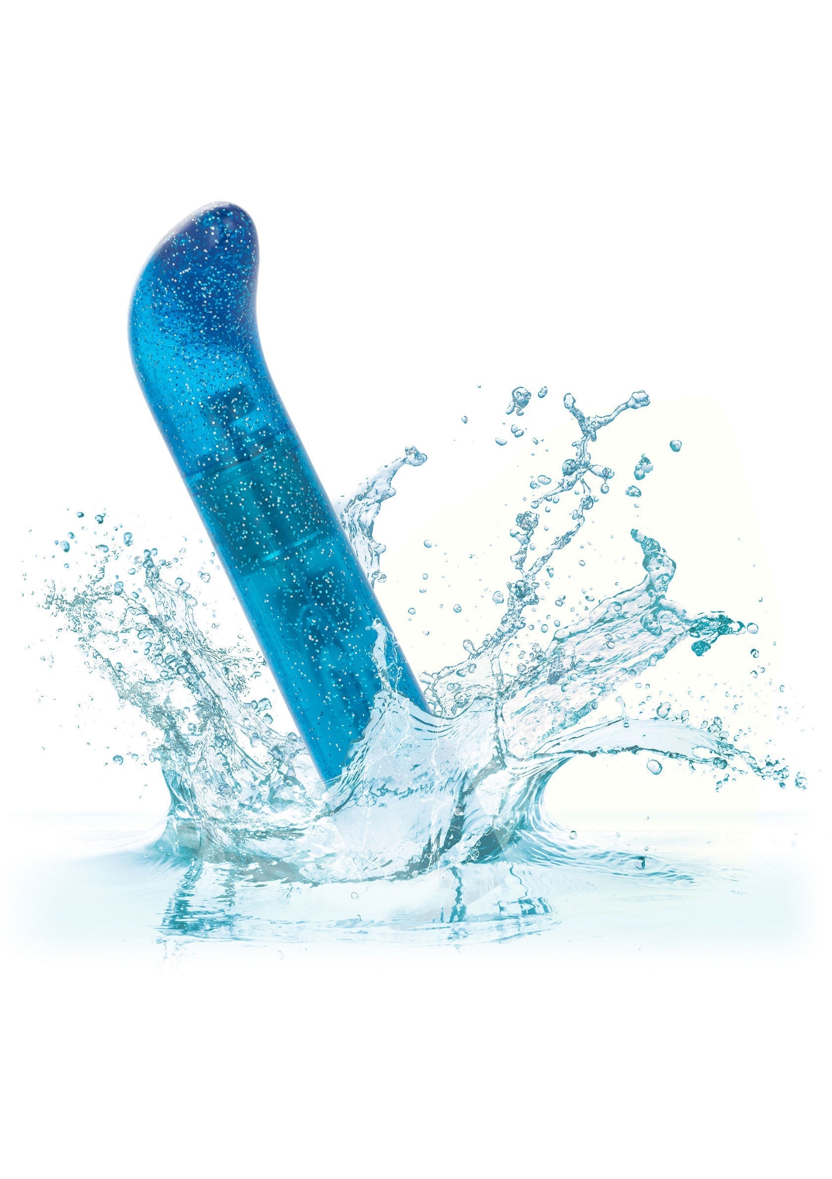 Vibromasseur incurvé bleu waterproof pour un plaisir intense.; Blauwe, waterdichte, gebogen vibrator voor intens genot.; Blue, waterproof, curved vibrator for intense pleasure.