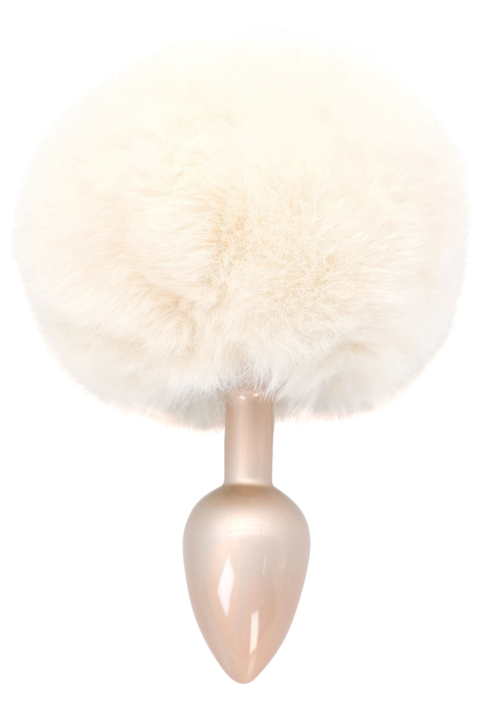 Plug anal en forme de bijoux avec queue en fausse fourrure blanche duveteuse pour un jeu sensuel et élégant.; Juwelen butt plug met pluizige witte nepbont staart voor sensueel en stijlvol spel.; Jeweled butt plug with fluffy white faux fur tail for sensual and stylish play.
