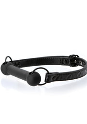 Bâillon buccal en silicone noir avec bride en cuir réglable. Jeu de rôle et domination.; Zwarte siliconen mondknevel met verstelbare leren riem. Rollenspel en dominantie.; Black silicone ball gag with adjustable leather strap. Role play and dominance.