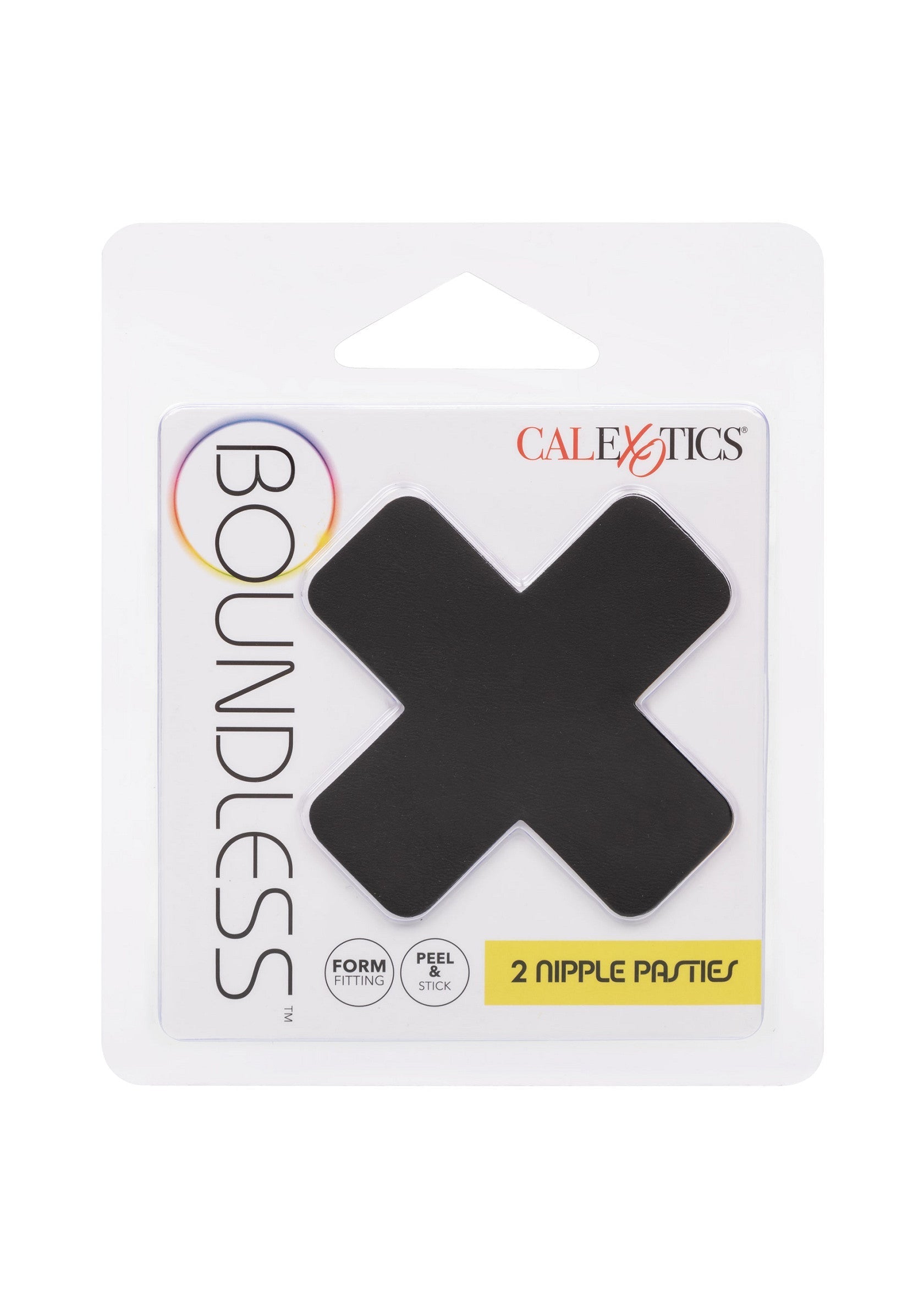 Cache-tétons croisés Calexotics Boundless. Adhésifs, discrets et confortables.; Calexotics Boundless tepelbedekkers in kruisvorm. Zelfklevend, discreet en comfortabel.; Calexotics Boundless nipple pasties in a cross shape. Adhesive, discreet and comfortable.