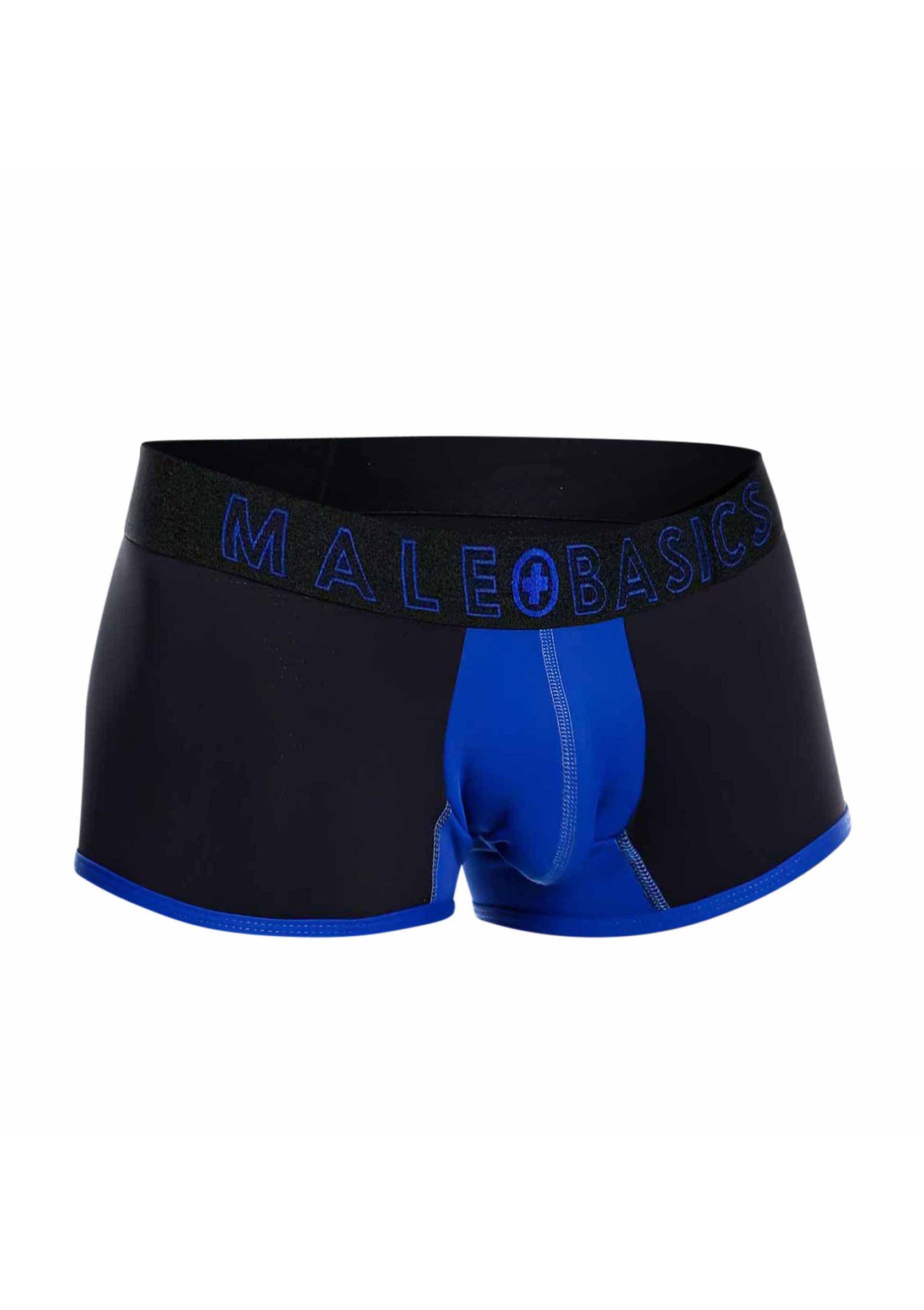 Boxer Malebasics noir et bleu pour homme. Sous-vêtements confortables et élégants.; Zwarte en blauwe Malebasics boxer voor heren. Comfortabel en stijlvol ondergoed.; Black and blue Malebasics boxer briefs for men. Comfortable and stylish underwear.